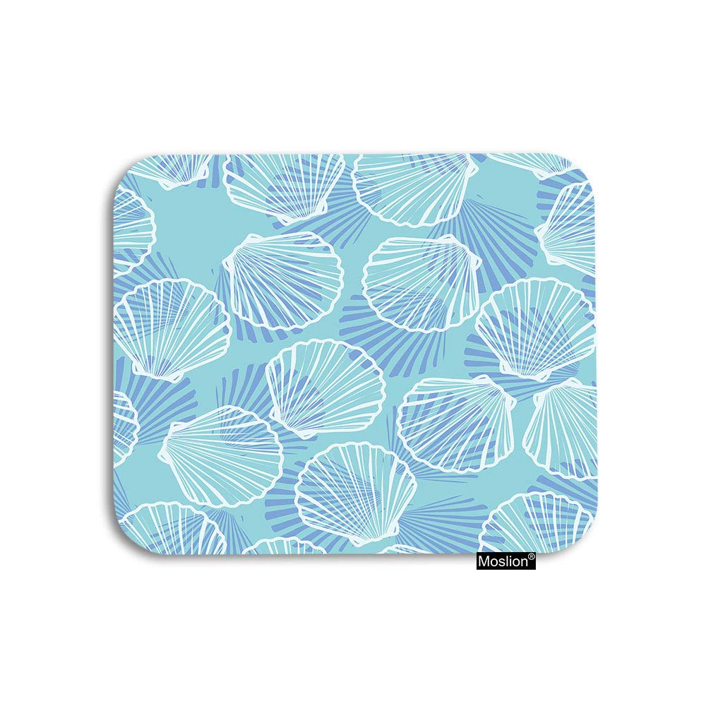 Premium Seashell Design Mouse Pad - Tropical Ocean Themed Non-Slip Rubber Gaming Mousepad for Computer, Laptop & Office (7.9x9.5 Inch, Blue) | Perfect for Beach Lovers, Summer Decor & Marine Life Enthusiasts