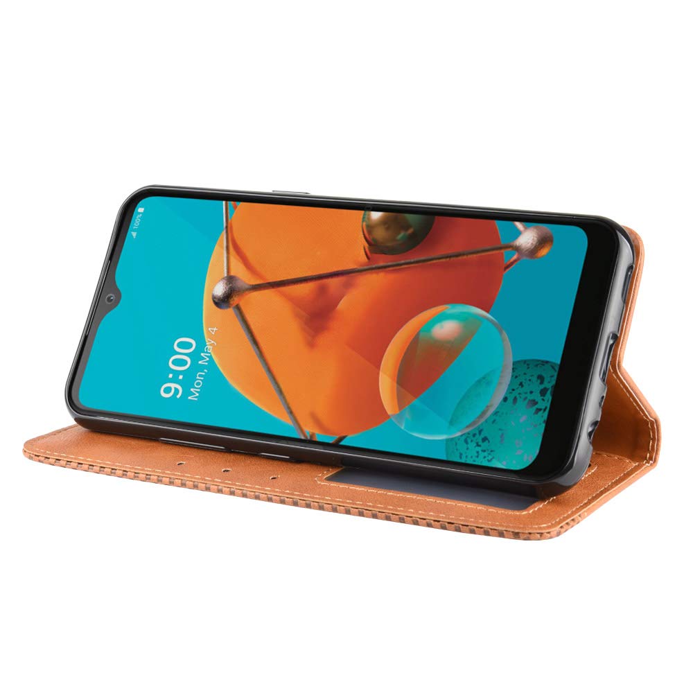 Premium PU Leather Flip Cover Case for LG K51 (LMK500UM/LM-K500UM) - Slim Protective Phone Case with Card Slots - Perfect for Work, Travel & Daily Use