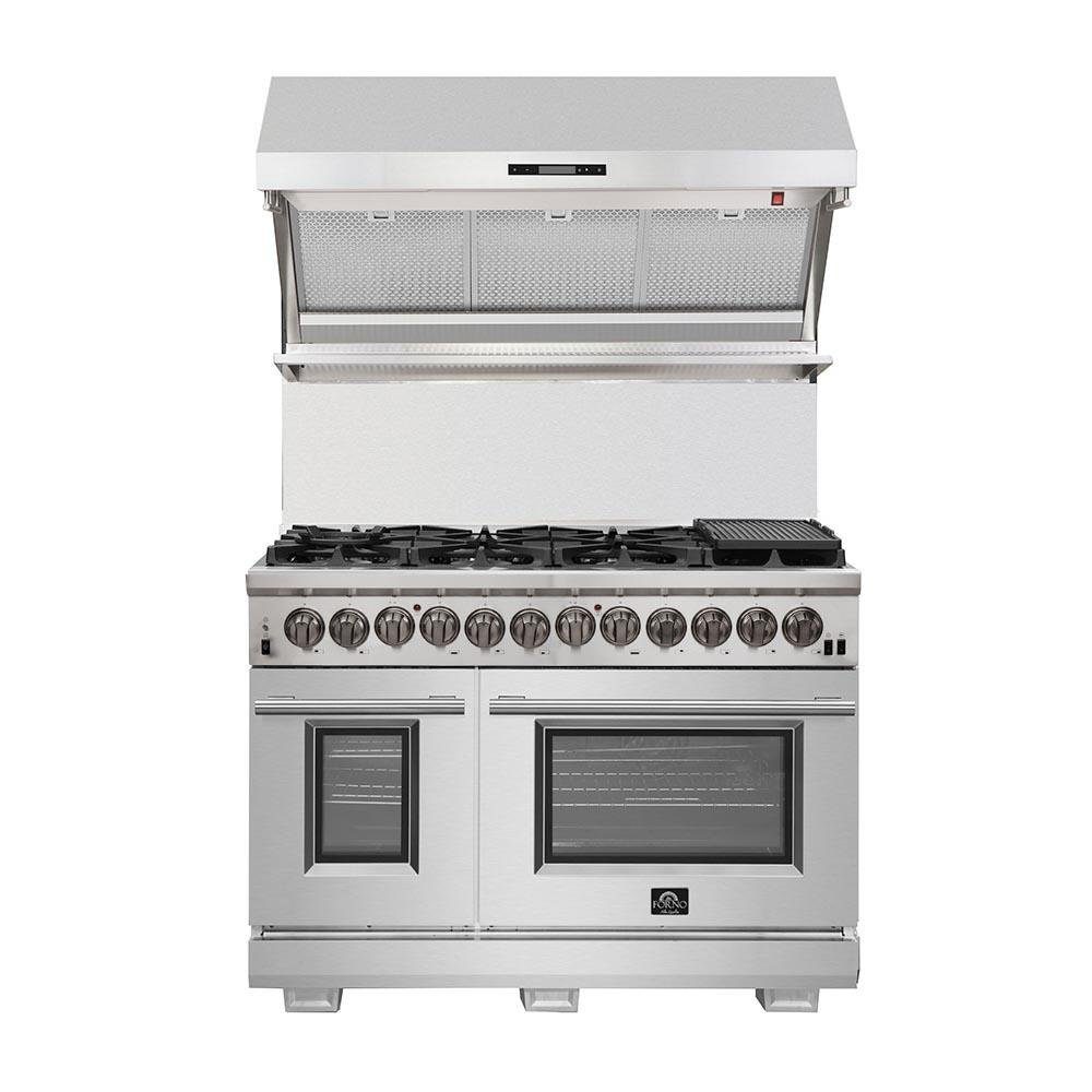 **Forno 48-Inch Capriasca Dual Fuel Range with 240V Electric Oven – 8 Burners, Griddle & 160,000 BTUs (FFSGS6187 48) – Perfect for Professional Kitchens & Large Family Cooking**