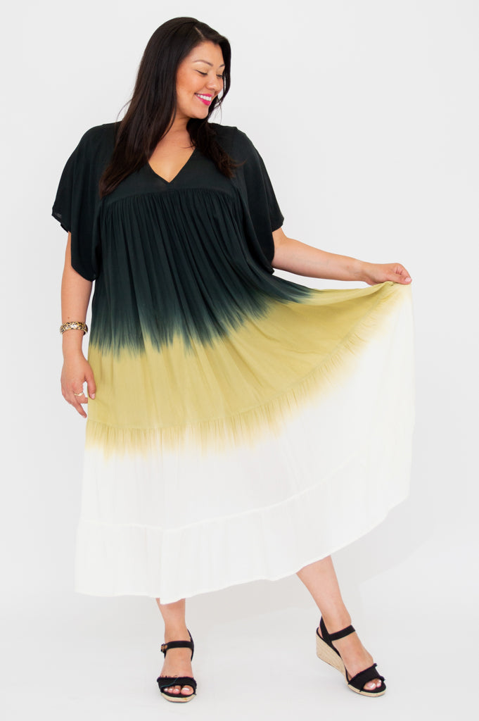 Empress Dress - Black Dip Dye Elegant Evening Gown for Women | Perfect for Cocktail Parties, Weddings & Formal Events
