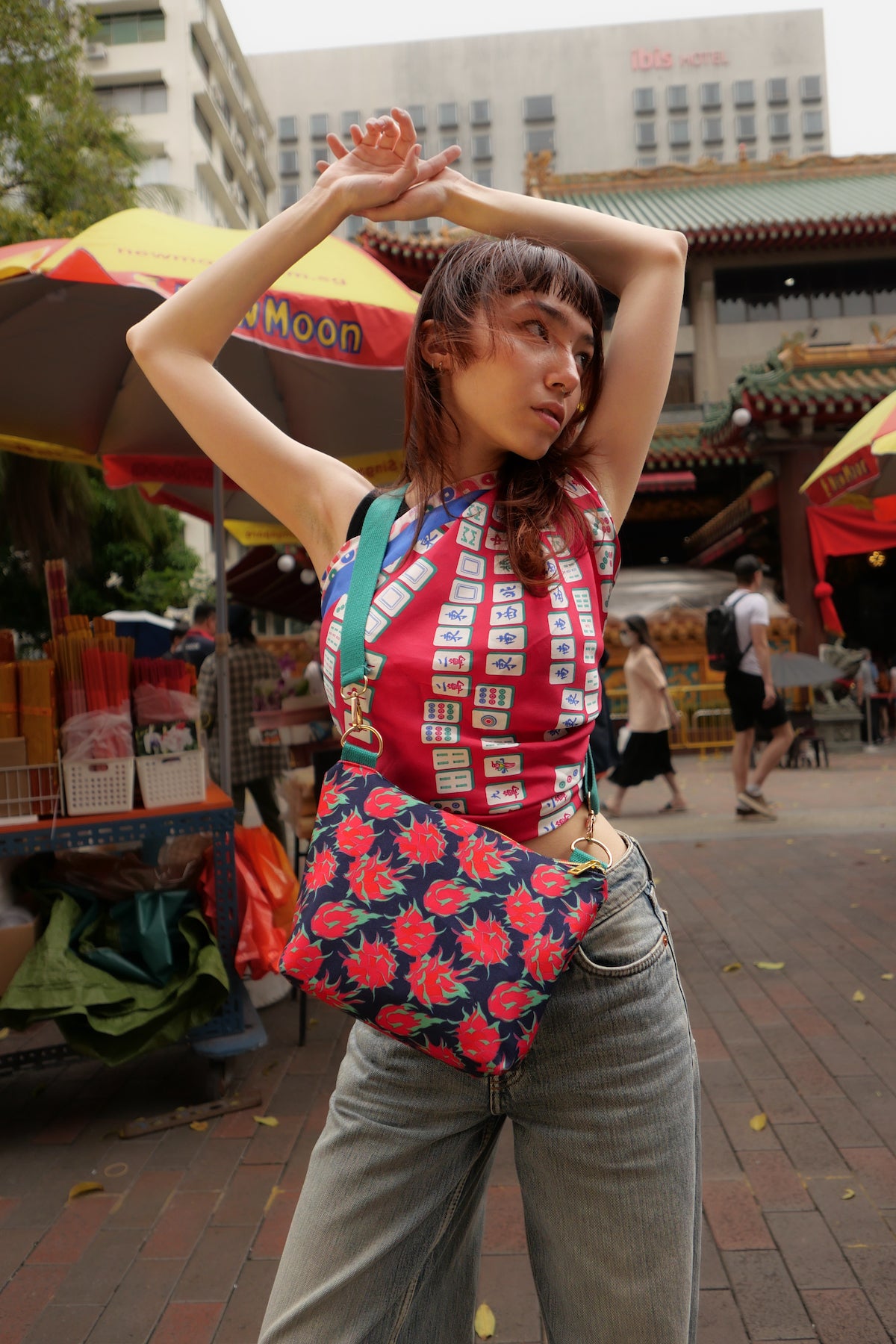 Aunty Carol's Premium Silk Scarf - Elegant Lucky Tiles Design | Perfect for Gifts, Weddings & Special Occasions