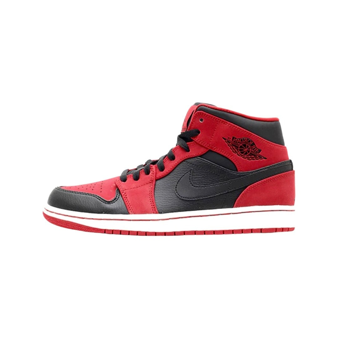 Air Jordan 1 Mid BRED 2013 - Black/Red Basketball Shoes for Men | High-Top Sneakers for Casual Wear, Street Style & Gym Training