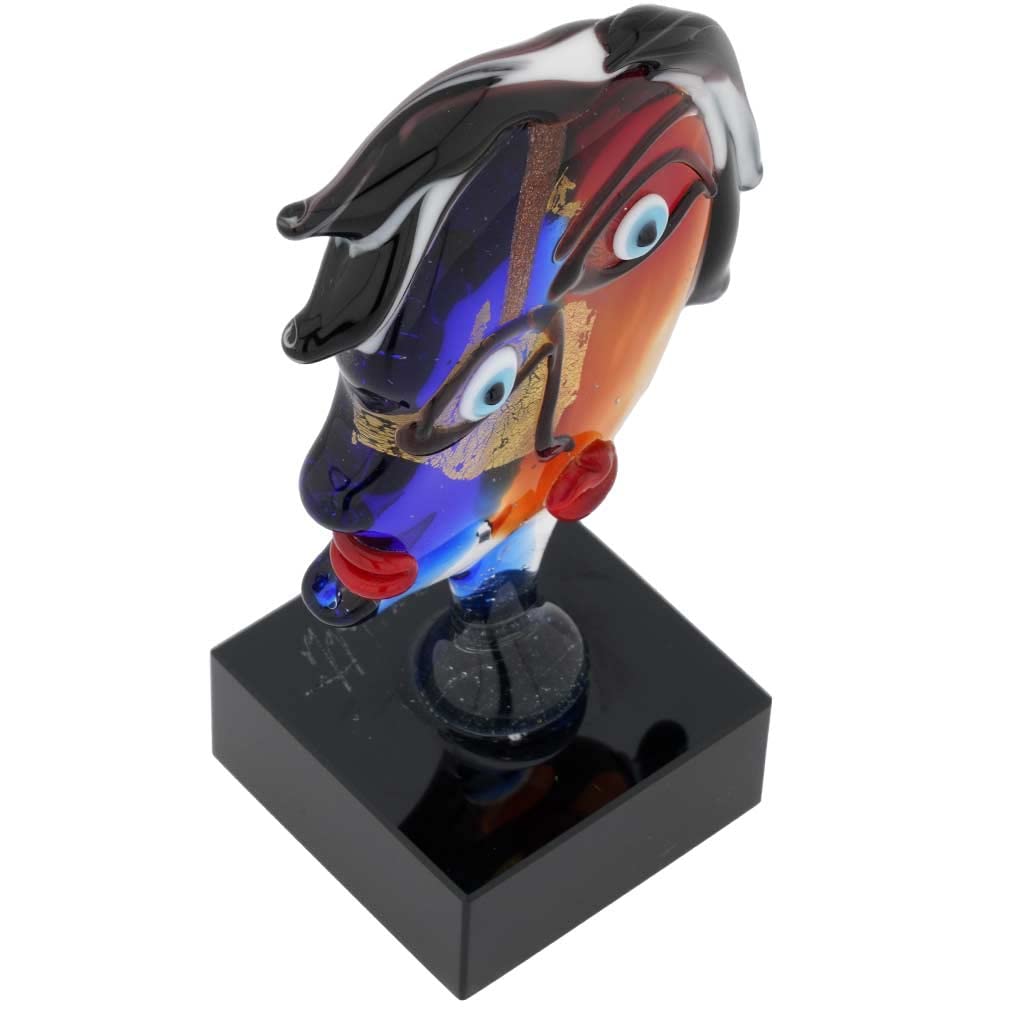 GlassOfVenice Authentic Murano Glass Picasso Woman Head Sculpture - Small Handmade Italian Art Piece for Home Decor & Gift Giving