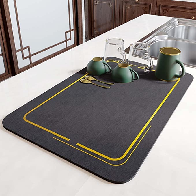 Whixant Quick Dry Dish Drying Mat for Kitchen Counter - 30x40cm Non-Slip Silicone Draining Board Mat - Perfect for Dishes, Utensils & Cutting Boards - Ideal for Kitchen Sink, Countertop & Dish Rack Use