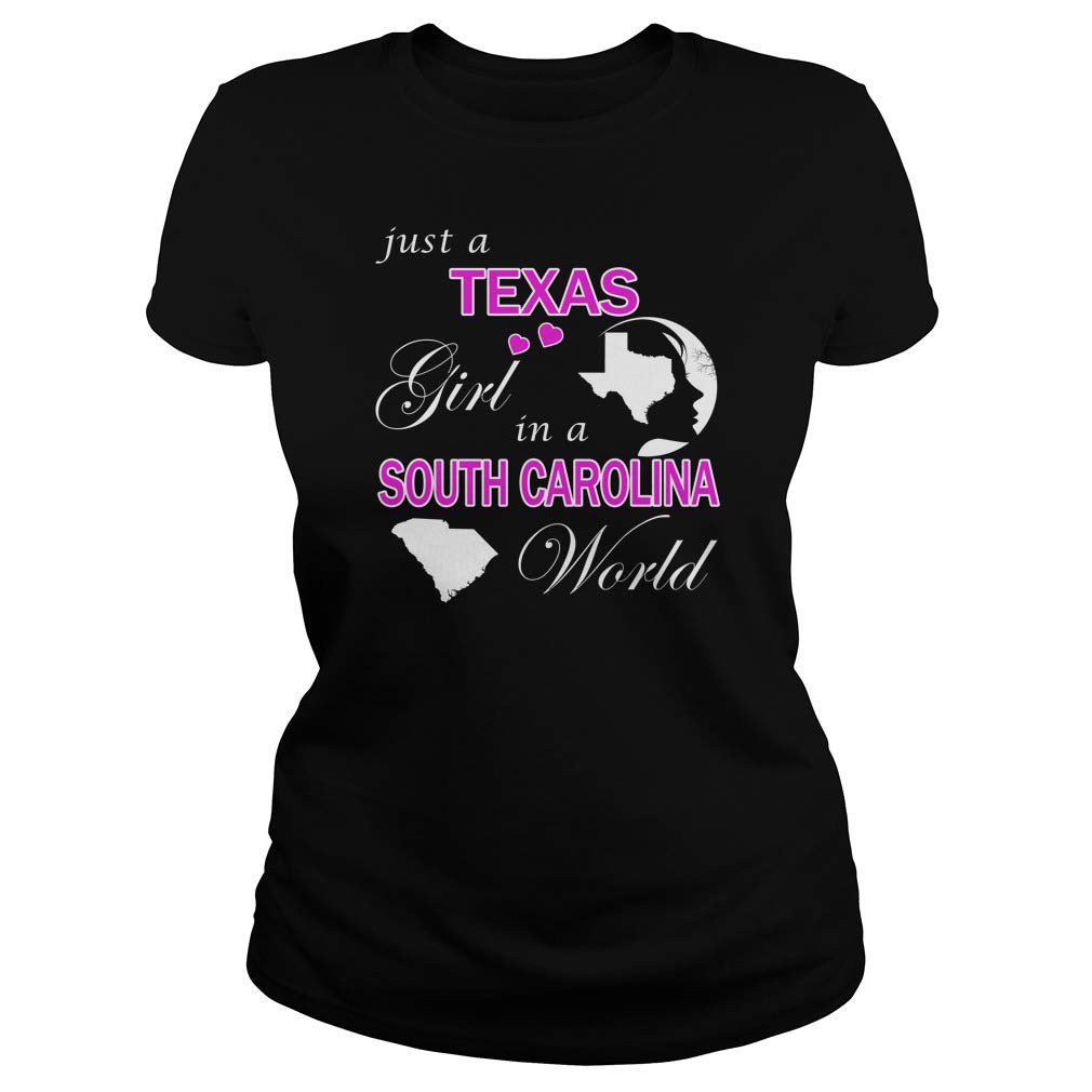 Just a Texas Girl in a South Carolina World Graphic T-Shirt - Funny Southern State Pride Tee for Women - Perfect for Casual Wear, Travel & Gifts
