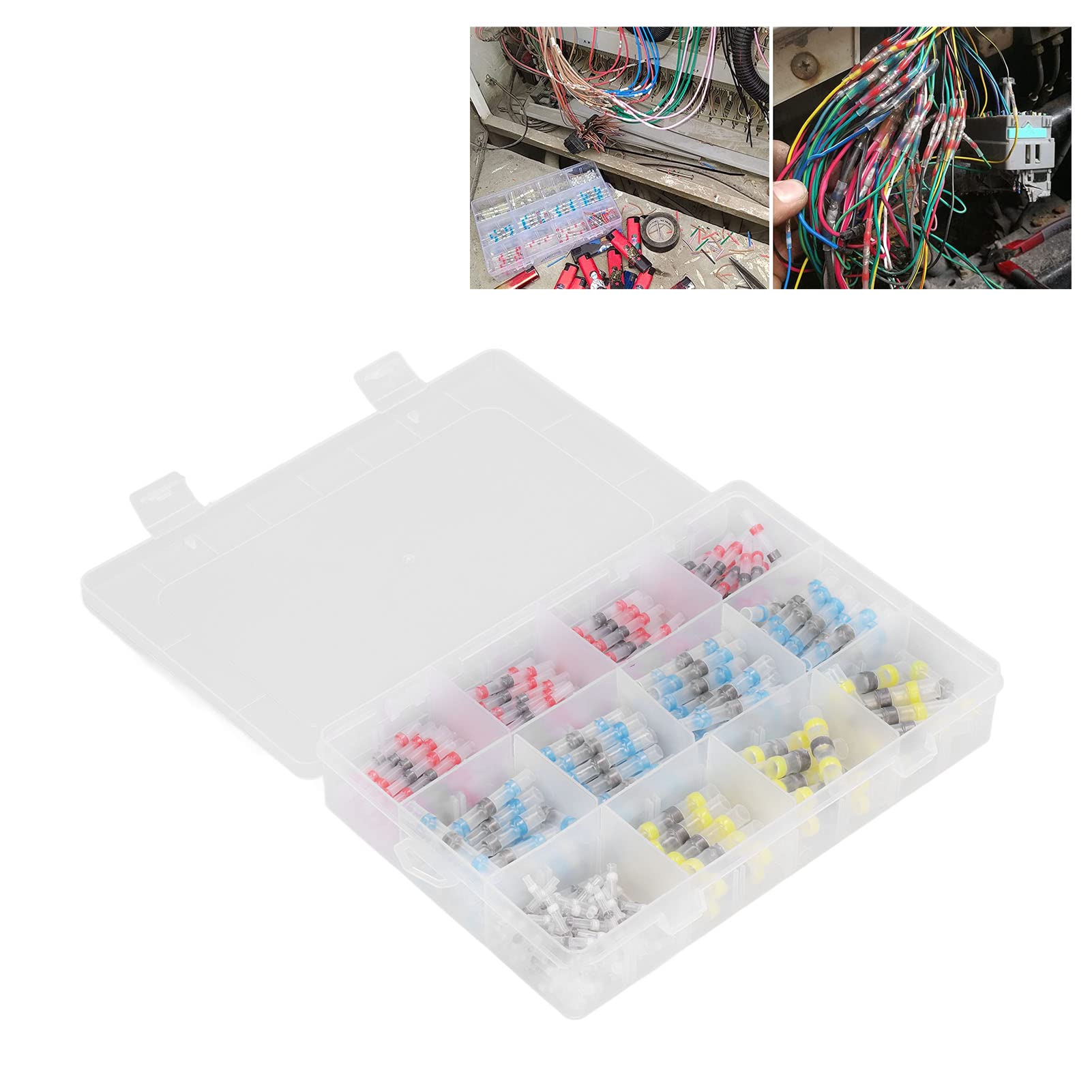 270Pcs Heat Shrink Solder Seal Wire Connectors - 2:1 Shrink Ratio, Insulated Butt Terminals for Electrical Repairs & Automotive Wiring