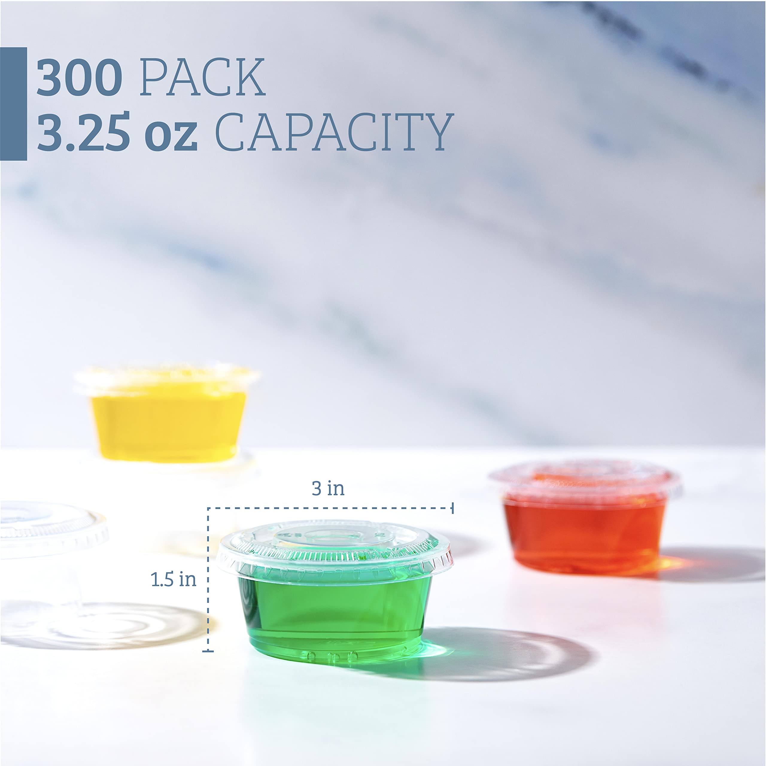 300-Pack Galashield 3.25 oz Jello Shot Cups with Lids - Small Plastic Condiment Containers for Sauce, Dressing & Portion Control | Perfect for Parties, Catering & Food Storage