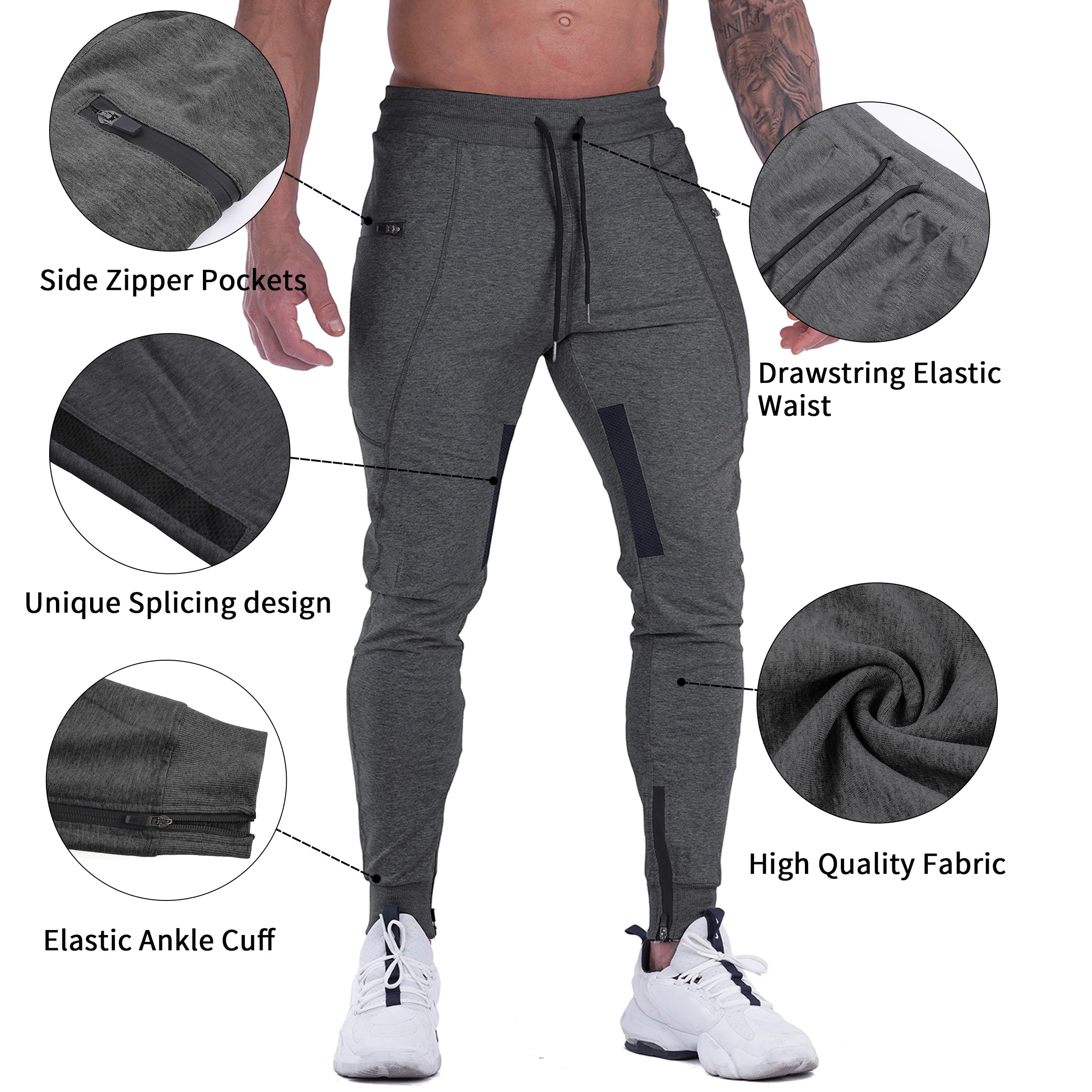 **MAIKANONG Men's Joggers Pants - Slim Fit Tapered Sweatpants for Gym, Workout & Casual Wear with Zipper Pockets | Comfortable Training & Running Track Pants**    *(Use for: Gym workouts, running, jogging, casual outings, lounging, and everyday activewear.)*