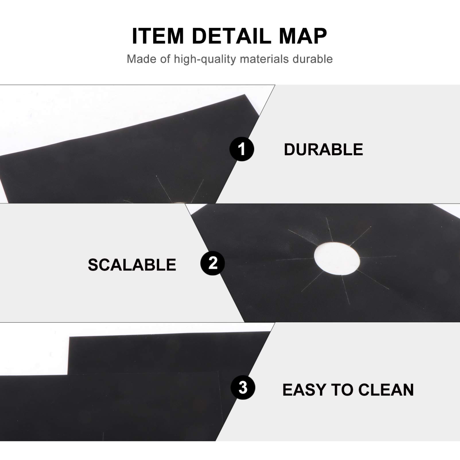 Hemoton 4-Piece Gas Range Cover Set - Reusable Stove Top Protector, Non-Stick Hob Liner for Gas Stoves (Black) - Perfect for Kitchen Safety & Easy Cleaning During Cooking