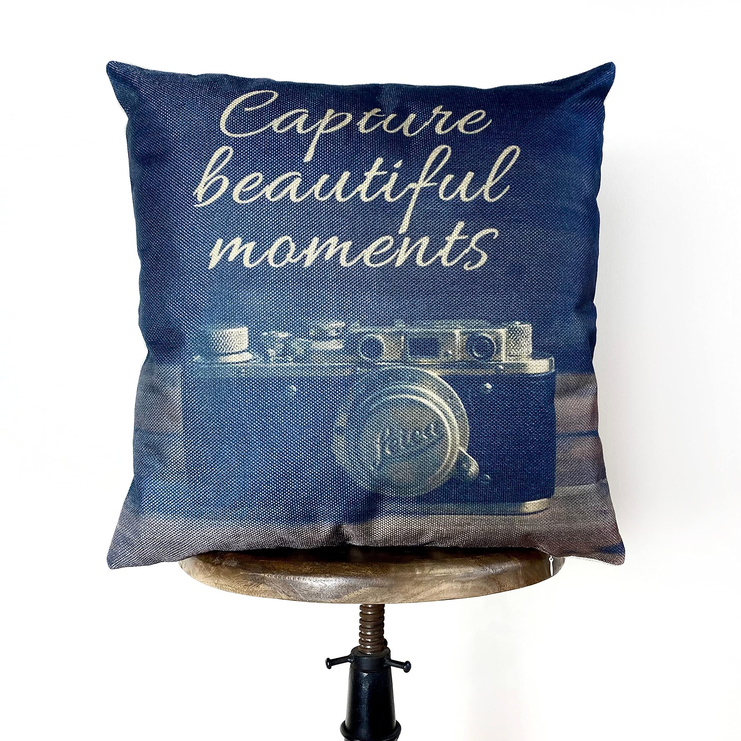 Vintage Camera Pillow Cover - Soft Photography Home Decor Gift for Photographers & Camera Lovers - Perfect for Living Room Sofa, Bedroom Decor, and Photography Studio Accessories