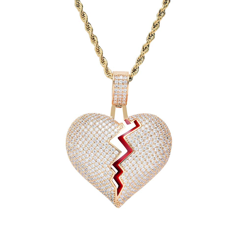 Union Power Hip Hop Twist Chain Necklace - Broken Heart Bandage Pendant with Stitching Love Couple Design for Men & Women | Perfect for Valentine's Day Gifts, Anniversary Presents & Hip Hop Fashion Accessories