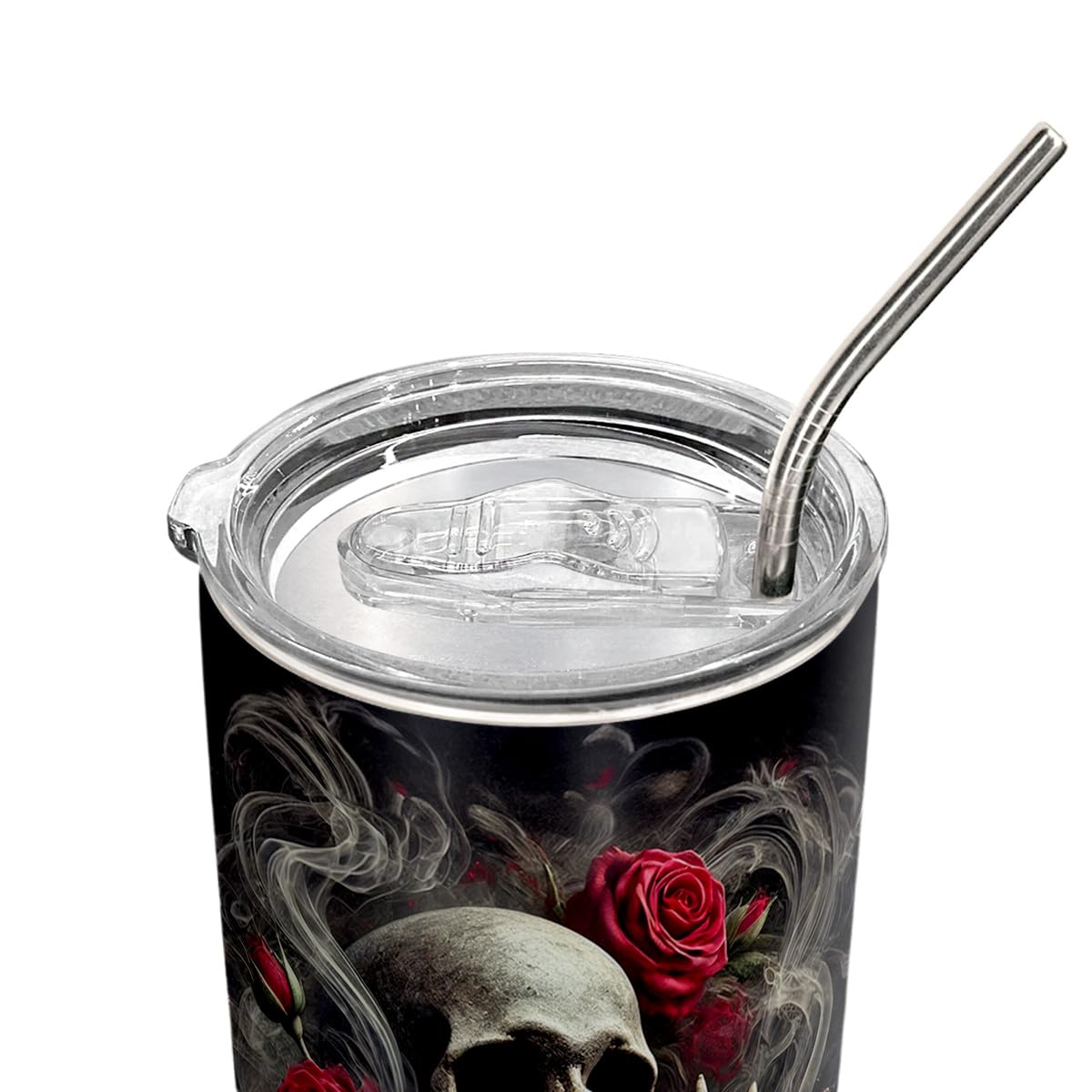 20oz Rose Skull Tumbler - Stainless Steel Vacuum Insulated Gothic Coffee Mug with Lid - Perfect Gift for Skull Lovers & Goth Aesthetic - Ideal for Hot/Cold Drinks at Home, Office or Travel