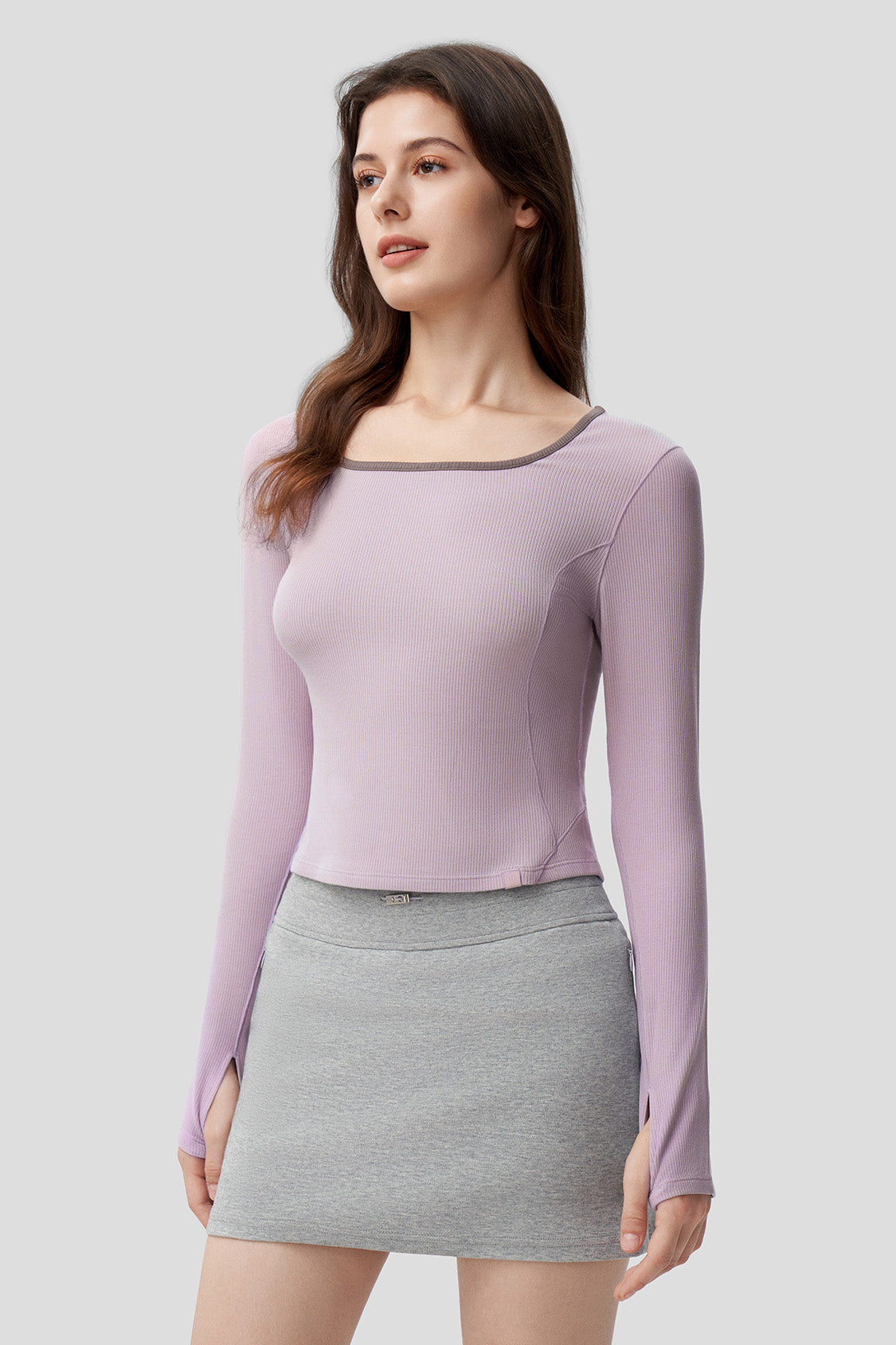 Women's Slim Fit Long Sleeve T-Shirt - Stretchy U-Neck Basic Top for Casual Wear, Workout & Layering