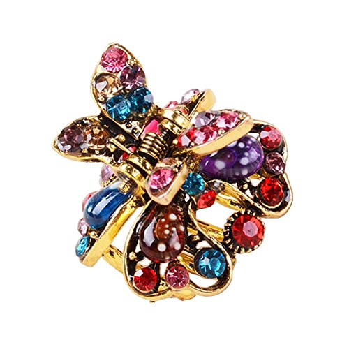 2 Pcs Rhinestone Hair Claw Clips - Small Jaw Clips with Bling for Women & Girls, Butterfly-12 - Perfect for Parties, Weddings & Everyday Hairstyles