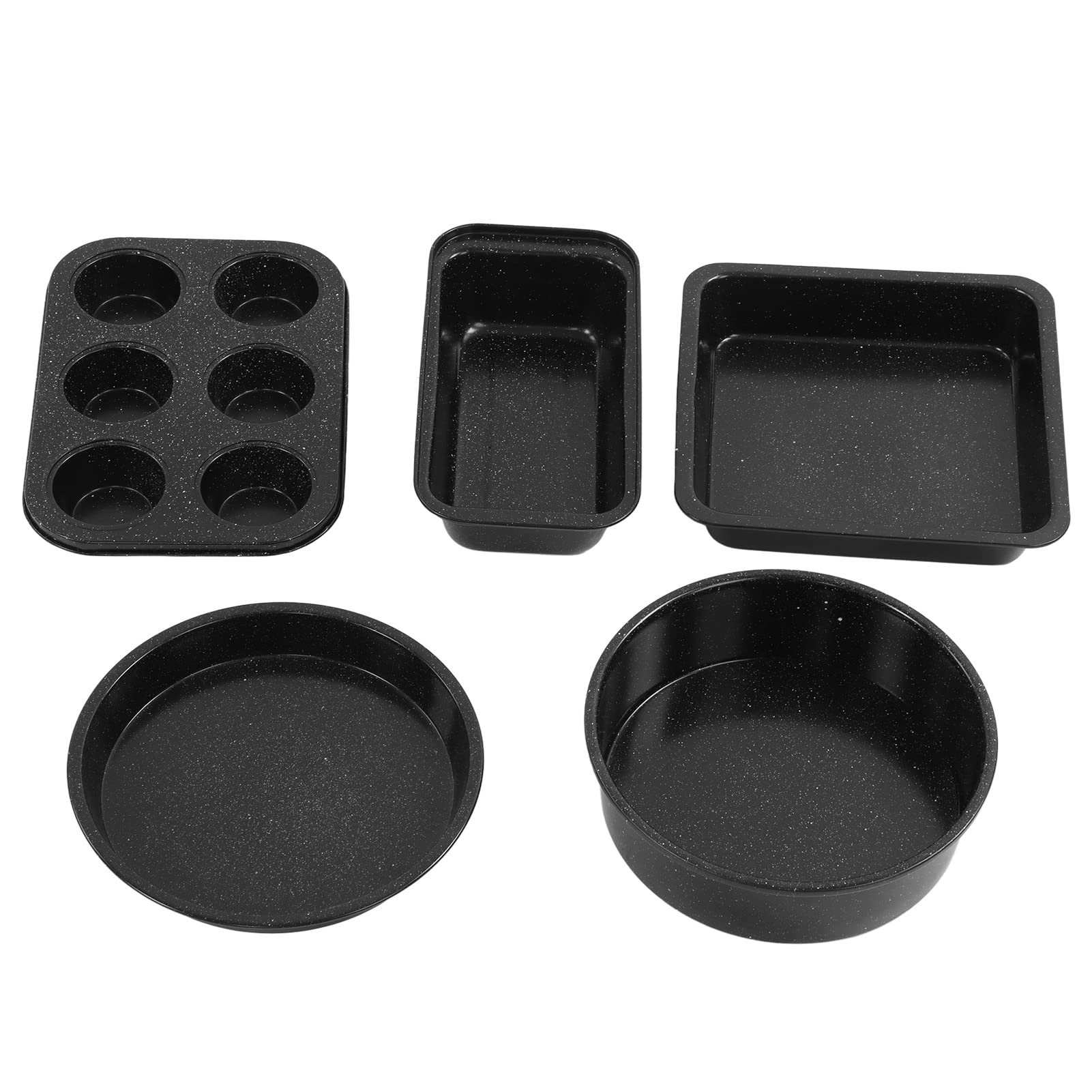 Nonstick 5-Piece Dark Gray Carbon Steel Bakeware Set - Oven Safe Baking Pans & Pizza Tray for Home Kitchen | Perfect for Baking Cakes, Cookies, Bread & Pizza