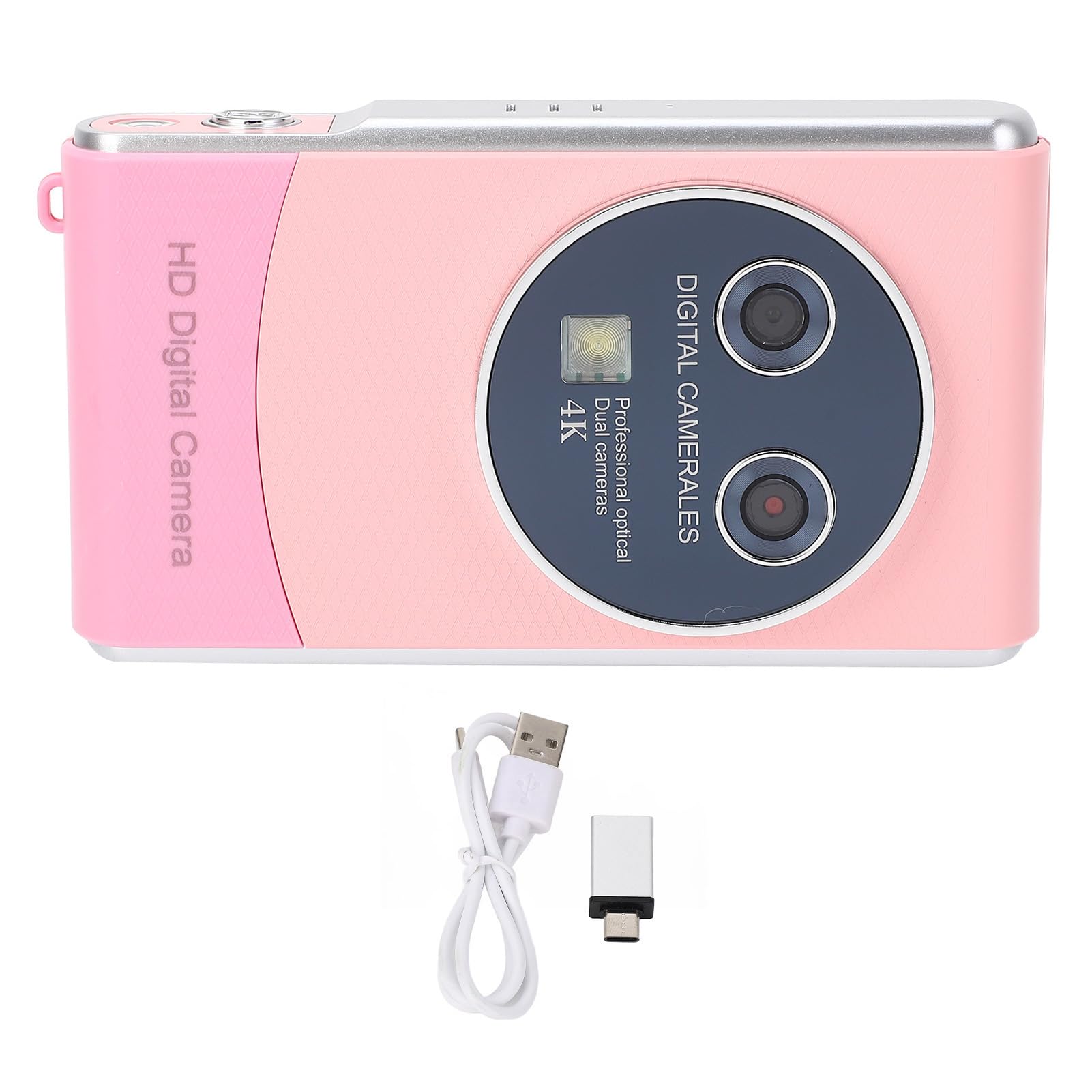 HD 1080P & 36MP Digital Camera with 18X Zoom - 3.0in IPS Screen, Dual Lens, Auto Focus - Compact Vlogging Camera for Travel, Selfies & YouTube Content Creation (Light Red)