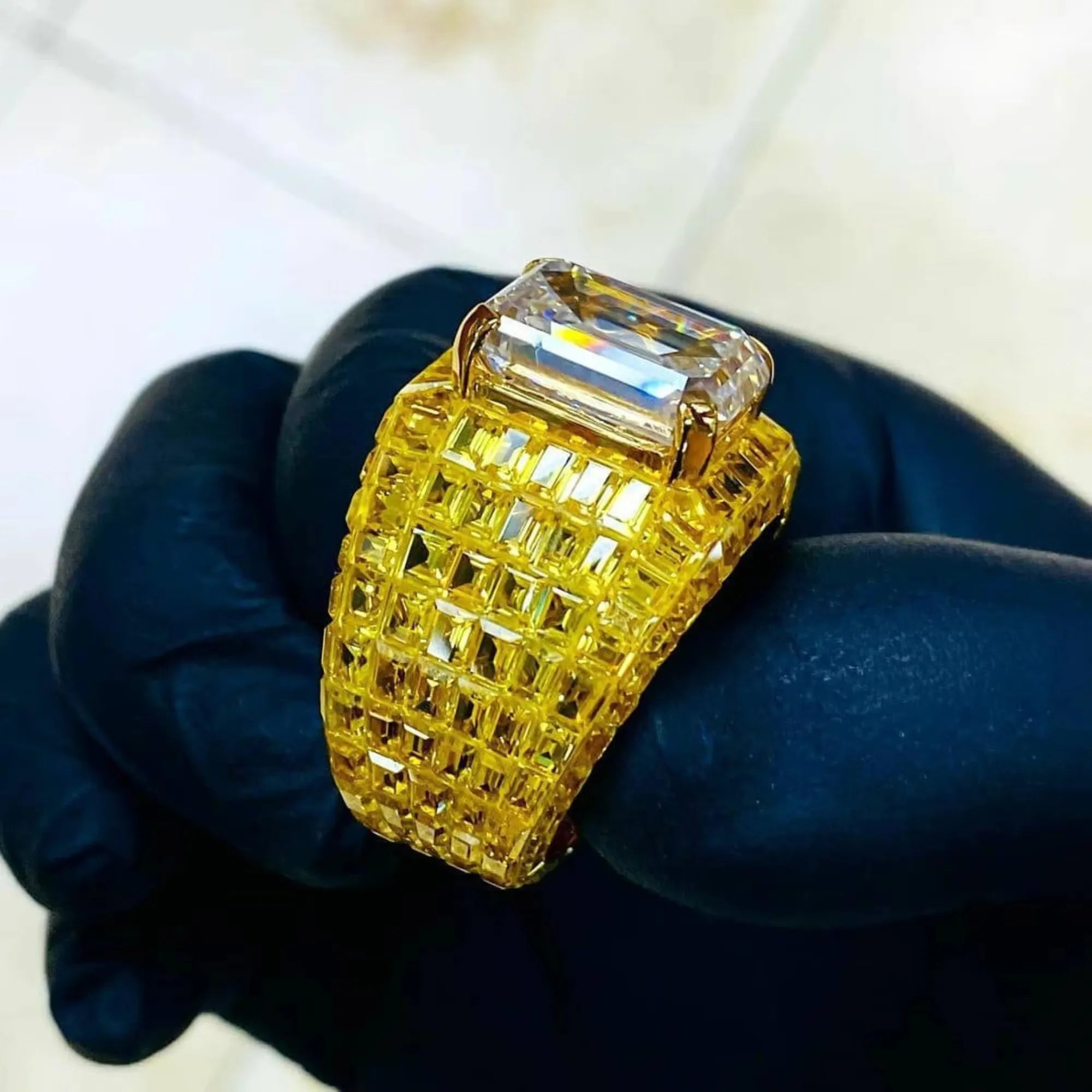 9 Iced Out Moissanite Diamond Rings in Silver & Gold Tone with Chilled Pyroxene - Elegant Jewelry for Women, Perfect for Engagement, Wedding & Special Occasions
