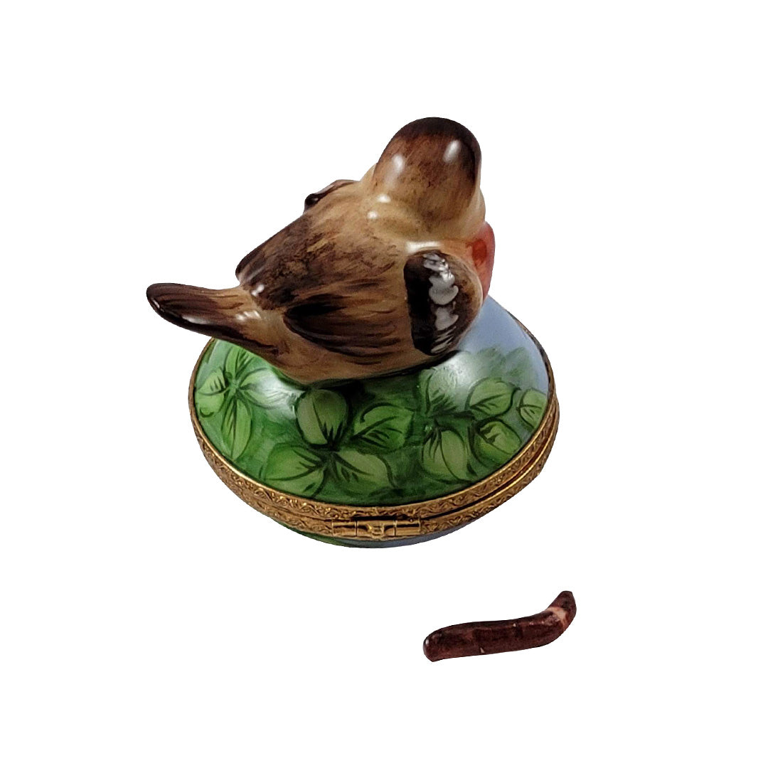 Robin Redbreast Limoges Porcelain Figurine - Handcrafted Collectible Bird Statue for Home Decor, Gift & Christmas Ornament