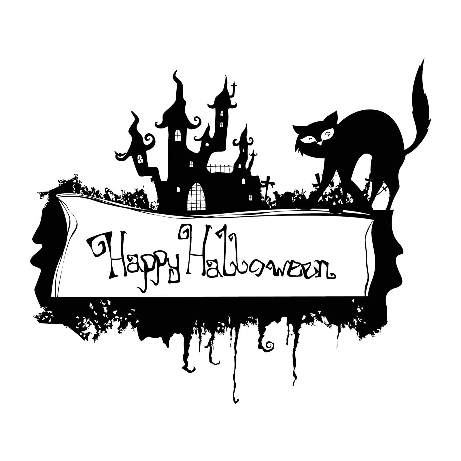 Halloween Cat Wall Stickers - Removable Decor for Bedroom & Living Room
