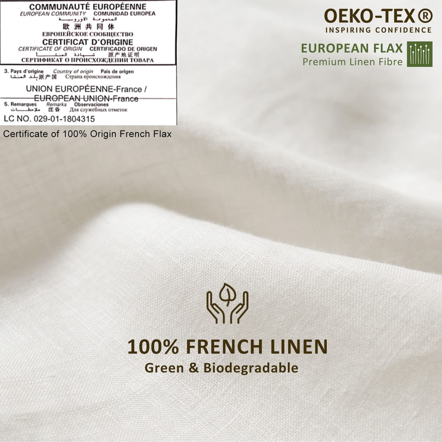 Premium 100% French Linen Pillowcases - 1 Pair Queen Size (20x30 inches) Natural Flax Bedding, Breathable & Hypoallergenic - Off White - Perfect for Eco-Friendly Home Decor & Luxury Hotel Style Bedrooms