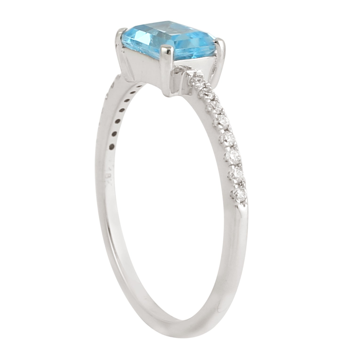 Exquisite 18K White Gold Blue Topaz Gemstone Ring with Pave Diamond Accents | Perfect for Engagement, Anniversary & Special Occasion Gifts