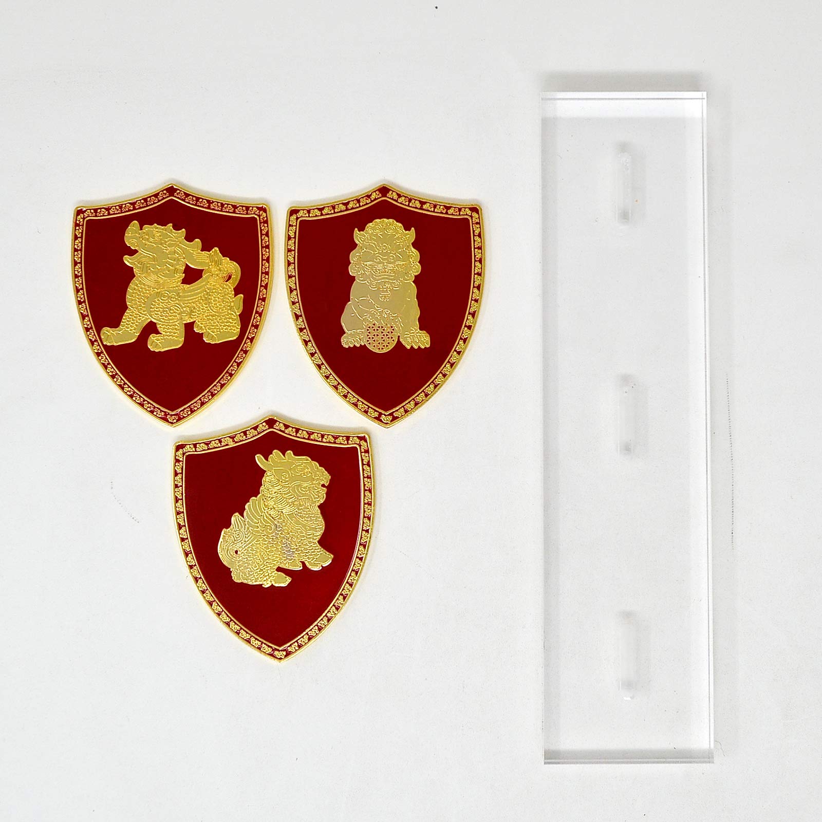Feng Shui Red Shield Stand - Protection from 3 Killings (W4292) | Chinese Home Decor for Good Luck & Positive Energy | Perfect for Living Room, Office & Entryway