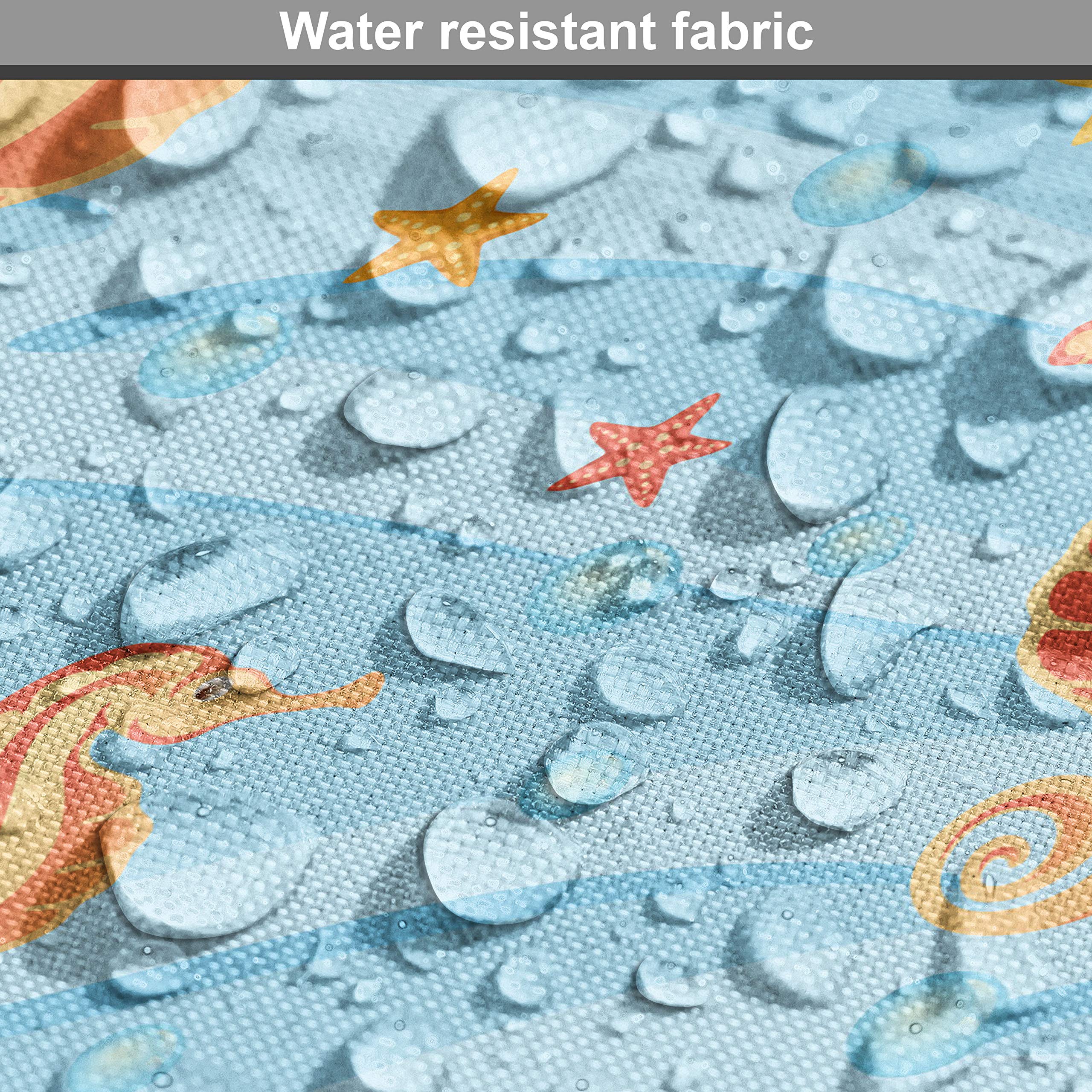 Ambesonne Animal Print Fabric by The Yard - Water Bubbles with Seahorse & Starfish in Tropical Waves, Decorative Upholstery Fabric for Sofa, Curtains & Home Decor (5 Yards, Orange Blue) - Perfect for Coastal Themed Bedrooms, Beach House Decor & DIY Craft Projects
