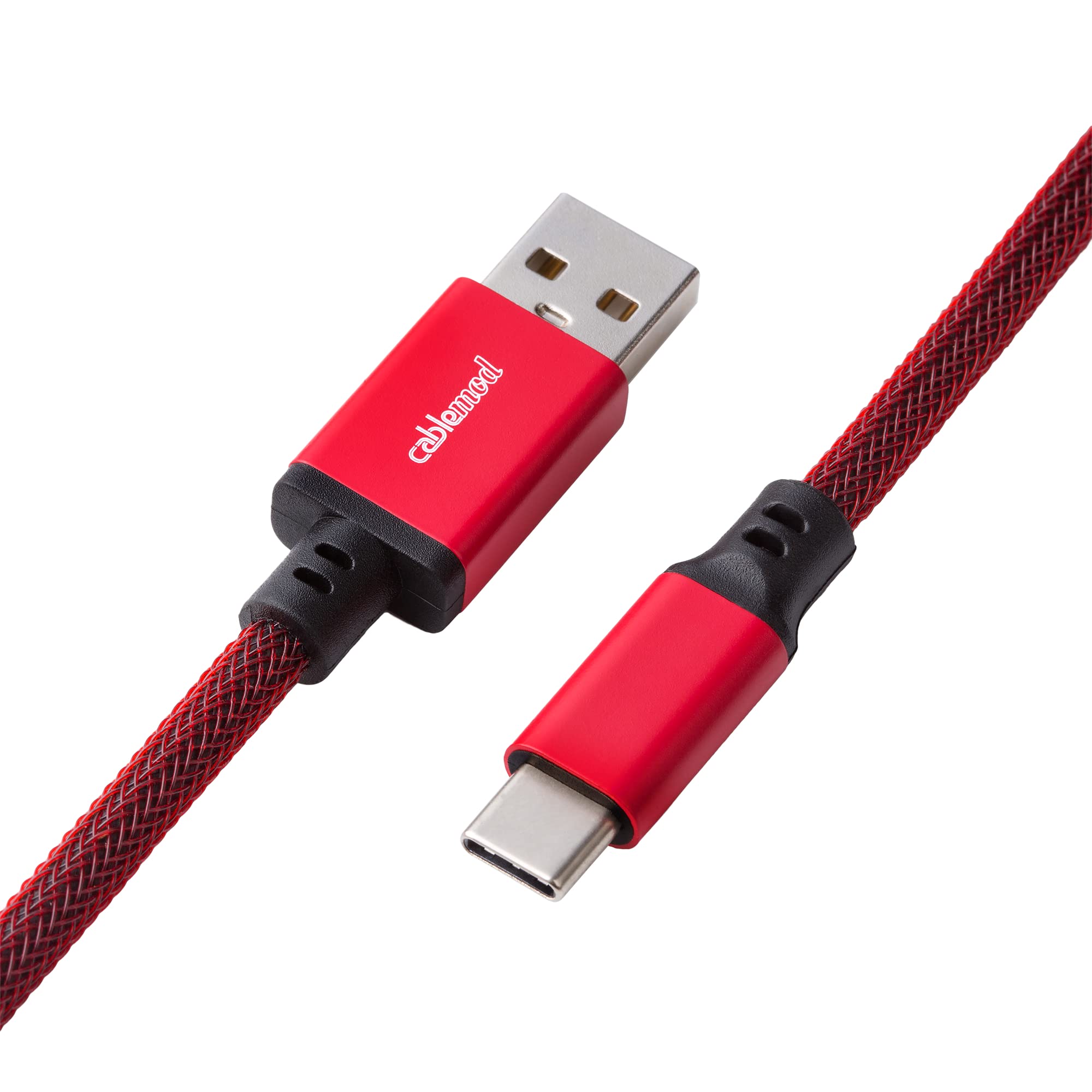 Premium CableMod Pro Coiled Keyboard Cable - Republic Red | USB-A to USB-C 150cm Braided Cord for Mechanical Keyboards | Perfect for Gaming, Office & Custom Keyboard Setups