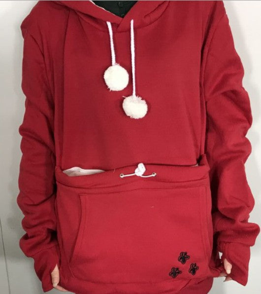 Cozy Winter Women's Hoodie with Pet Pocket - Cute Pullover Sweatshirt for Cat Lovers | Perfect for Cold Weather & Pet Snuggles