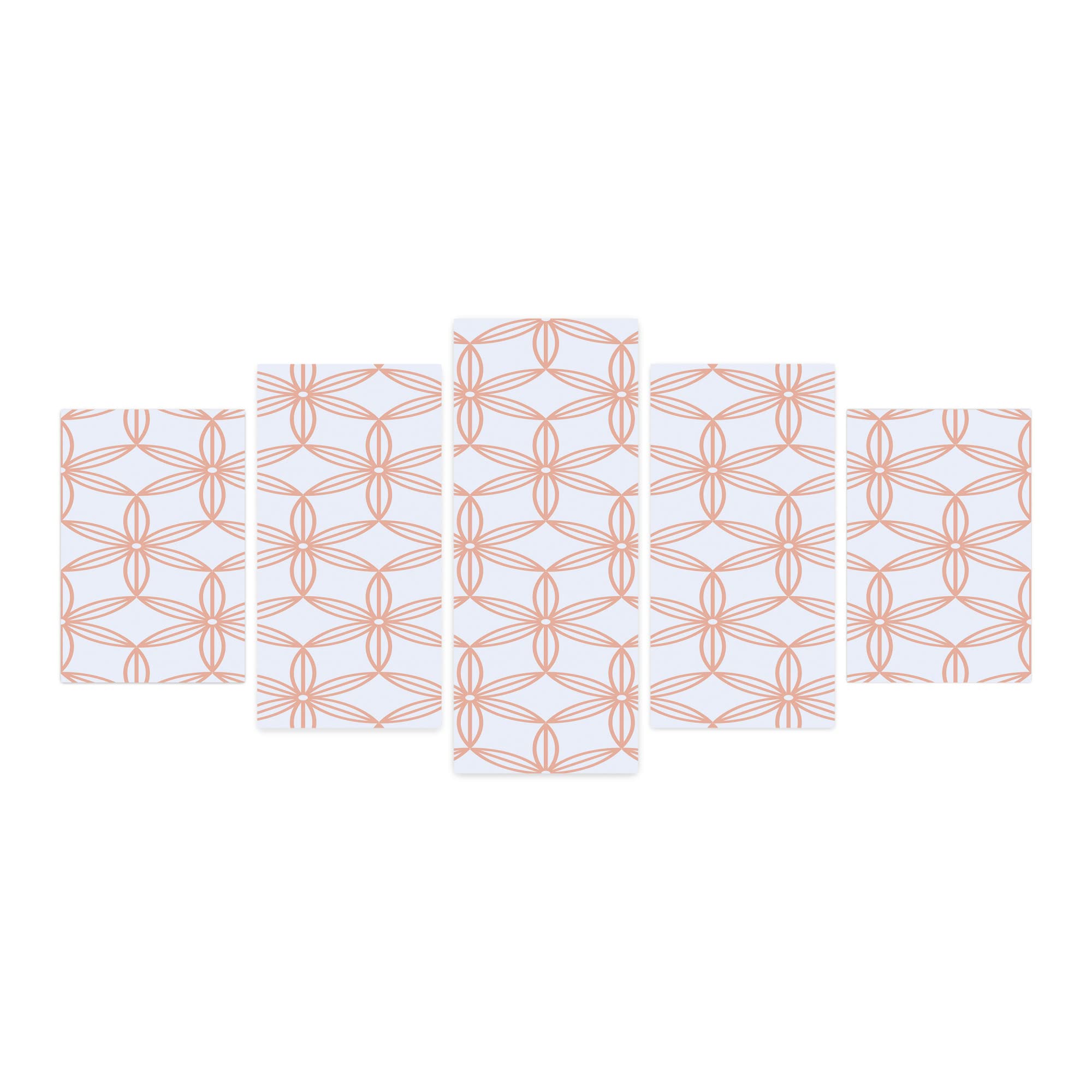 Ambesonne Floral 5-Panel Acrylic Glass Wall Art Decor - Traditional Japanese Sakura Cherry Blossom Design with Abstract Oriental Tile Patterns - Modern Home Decor for Living Room, Bedroom, Dorm - 60x30 Inches in Pale Blue & Coral - Perfect for Asian-Themed Interiors & Zen Spaces