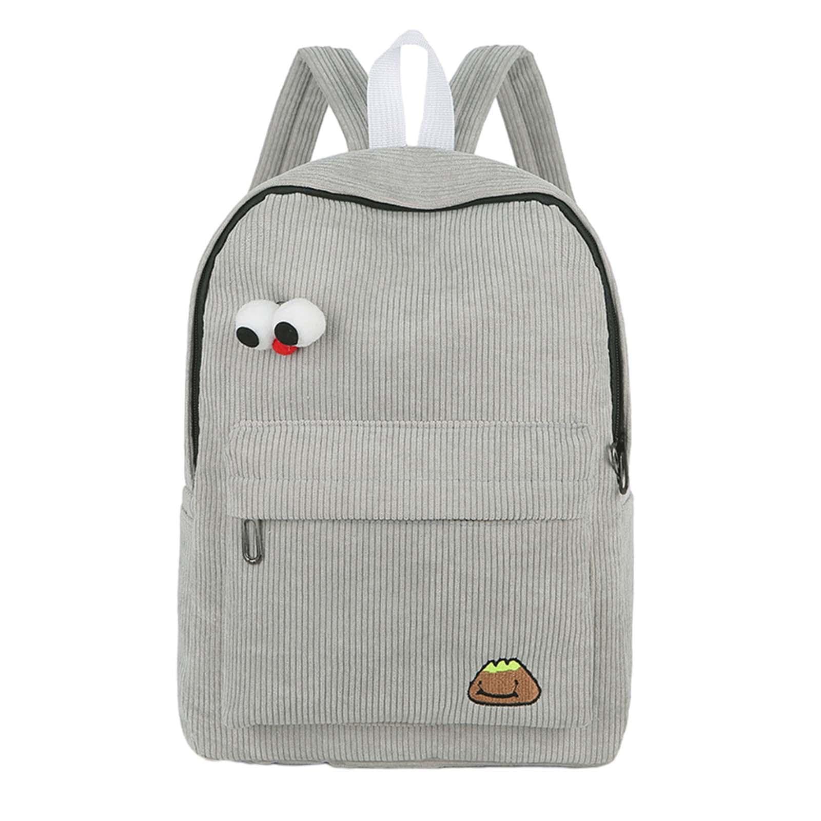 MYADDICTION Stylish Corduroy Backpack for Women & Men - Durable Small Shoulder Bag for Work, Hiking & Travel - Trendy Grey Unisex Backpack for Daily Commute, College & Outdoor Adventures