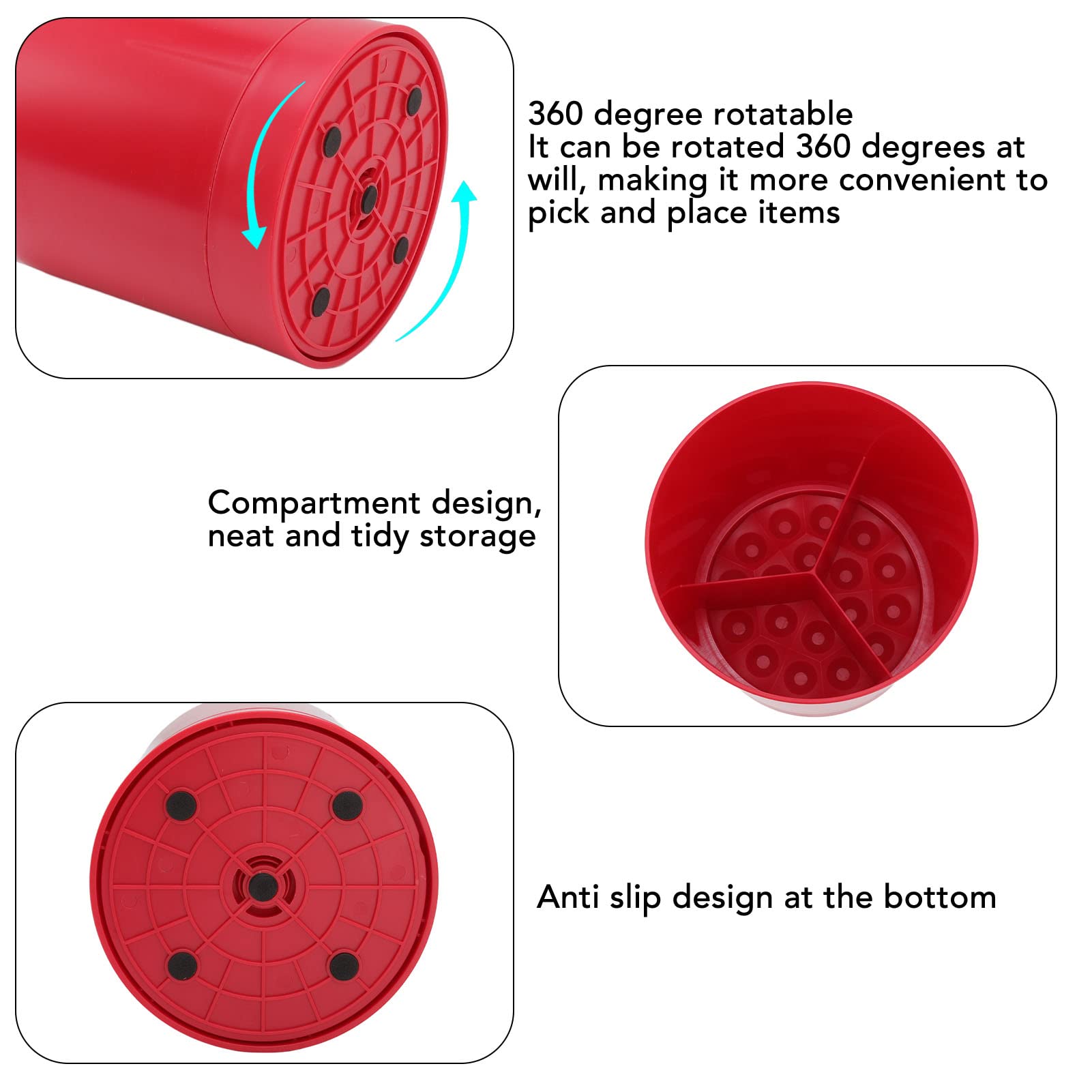 360° Rotating Kitchen Utensil Holder & Organizer - Countertop Storage Caddy for Spoons, Forks, Chopsticks - Space Saving Tableware Container for Small Kitchens (Red) - Perfect for Cooking, Dining & Kitchen Organization