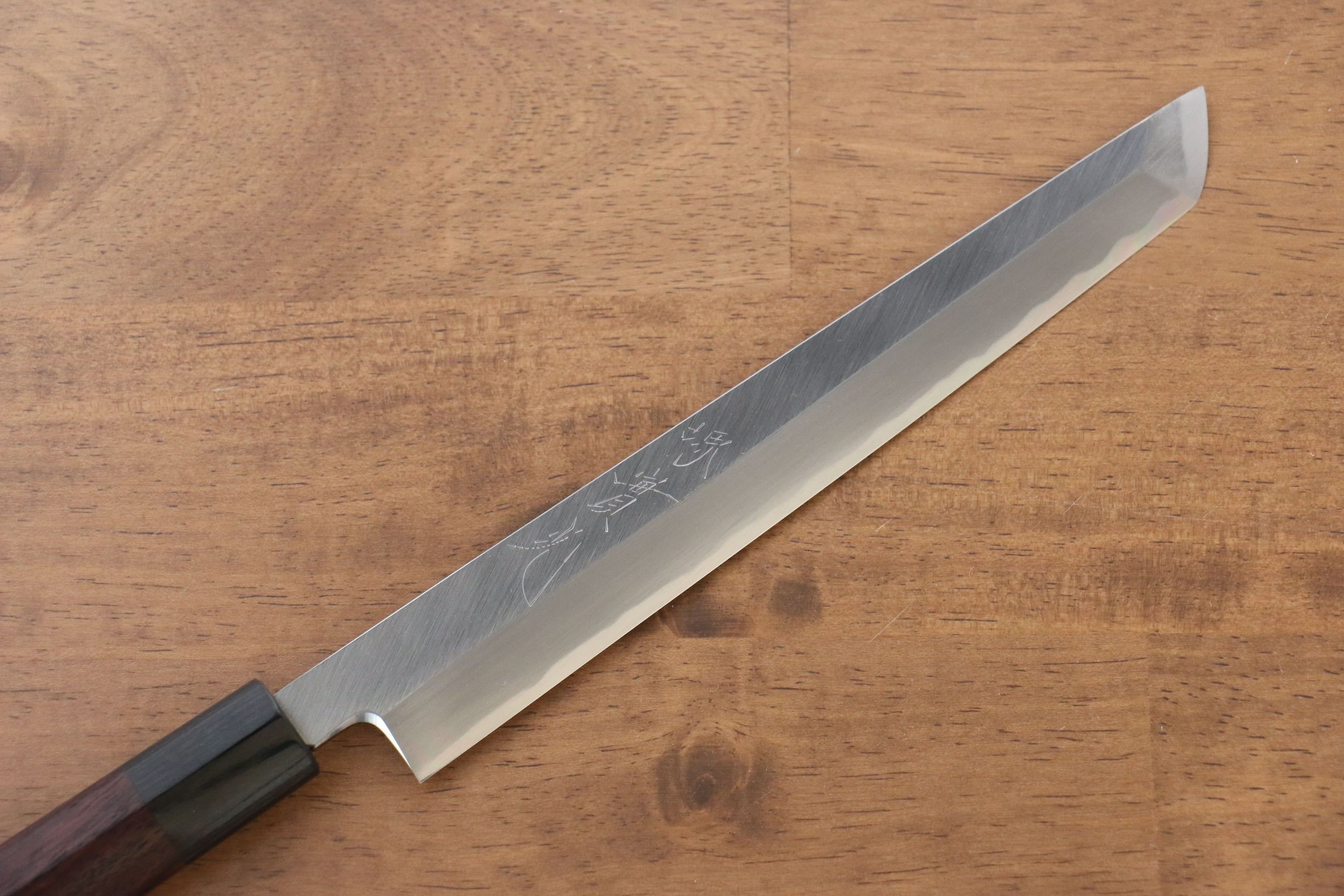 Premium Jikko White Steel No.2 Sakimaru Yanagiba Sushi Knife 210mm with Exquisite Shitan Handle - Perfect for Sushi Chefs & Japanese Cuisine Preparation