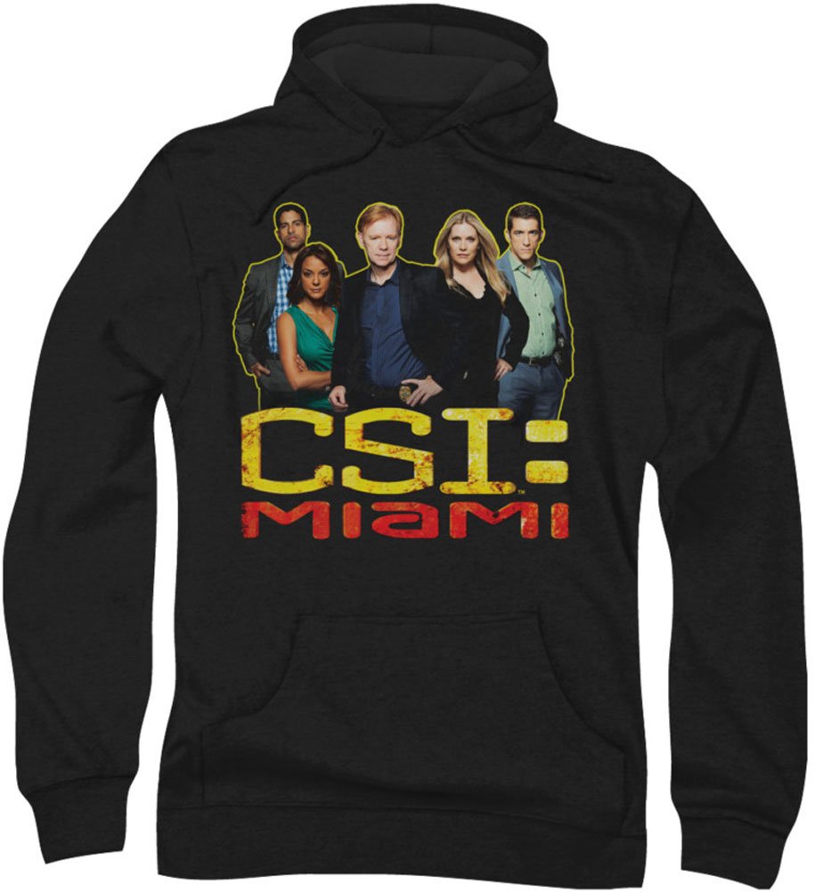 CSI: Miami Men's The Cast in Black Hoodie - Stylish & Comfortable Zip-Up Hooded Sweatshirt for Casual Wear & Fan Merchandise