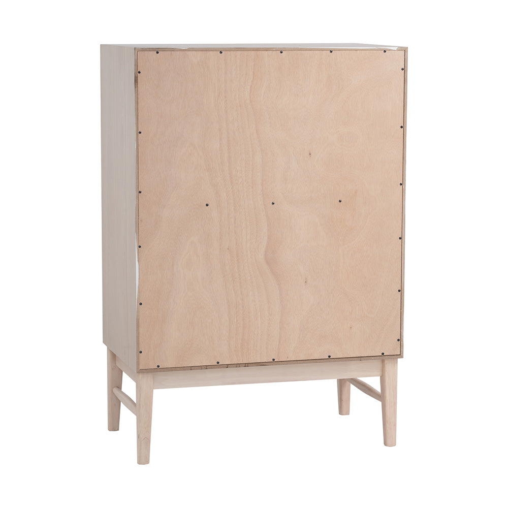 HAYTON 70cm Tall Sideboard - White Oak Solid Wood Buffet Cabinet for Dining Room, Living Room & Entryway Storage