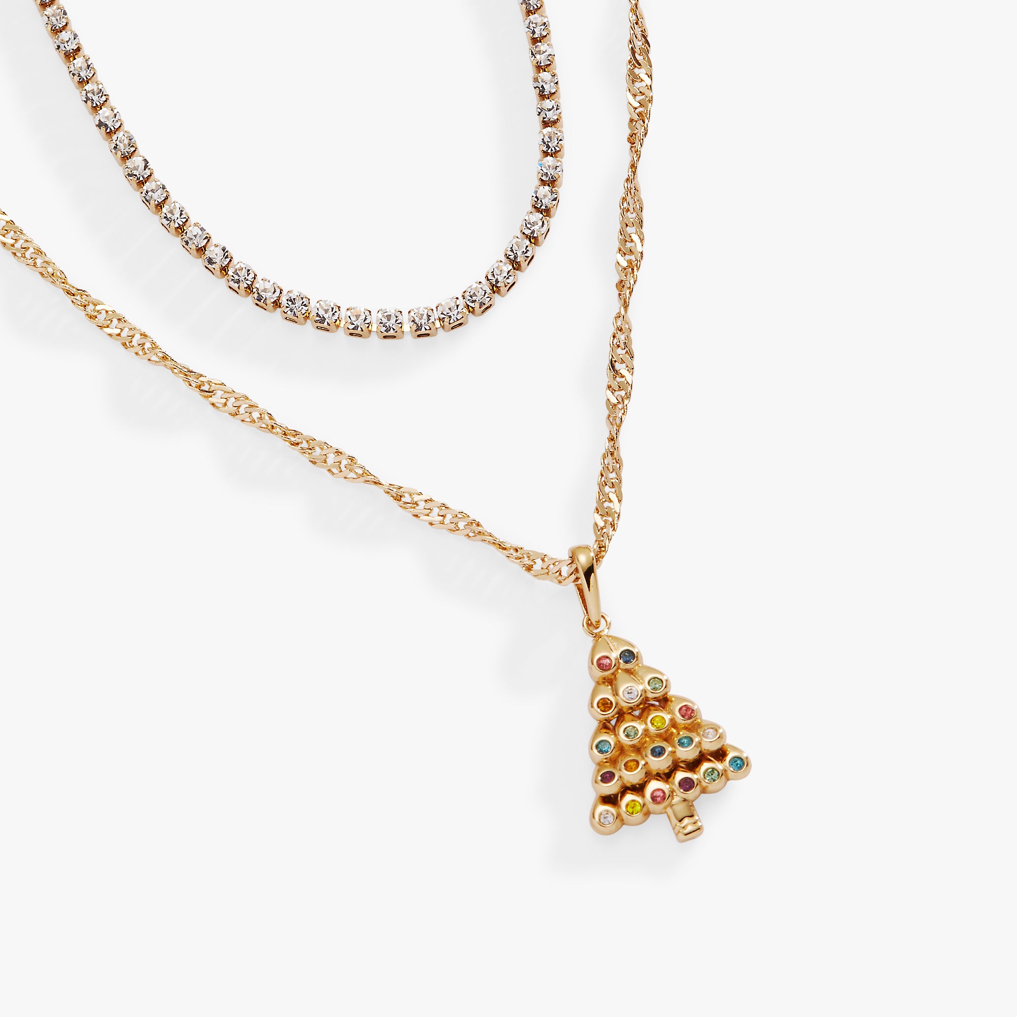 Christmas Tree Layered Necklace - Elegant Holiday Jewelry for Women, Festive Layered Pendant Necklace for Christmas Party & Gift Giving