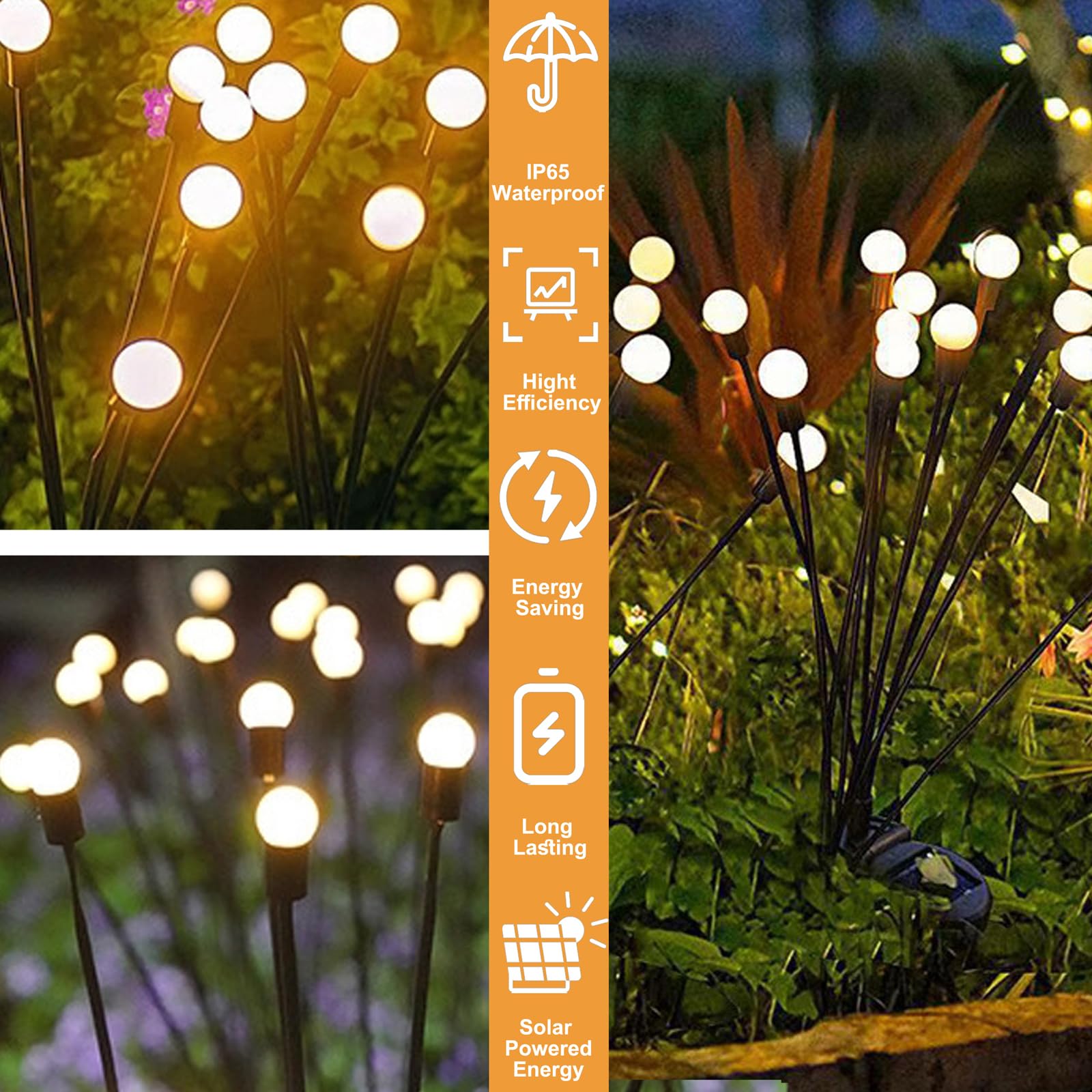 Outdoor Solar Lights 2-Pack - Waterproof Solar Garden Lights for Courtyard, Lawn & Holiday Decorations (Warm White) | Perfect for Pathway Lighting, Backyard Parties & Christmas Decor