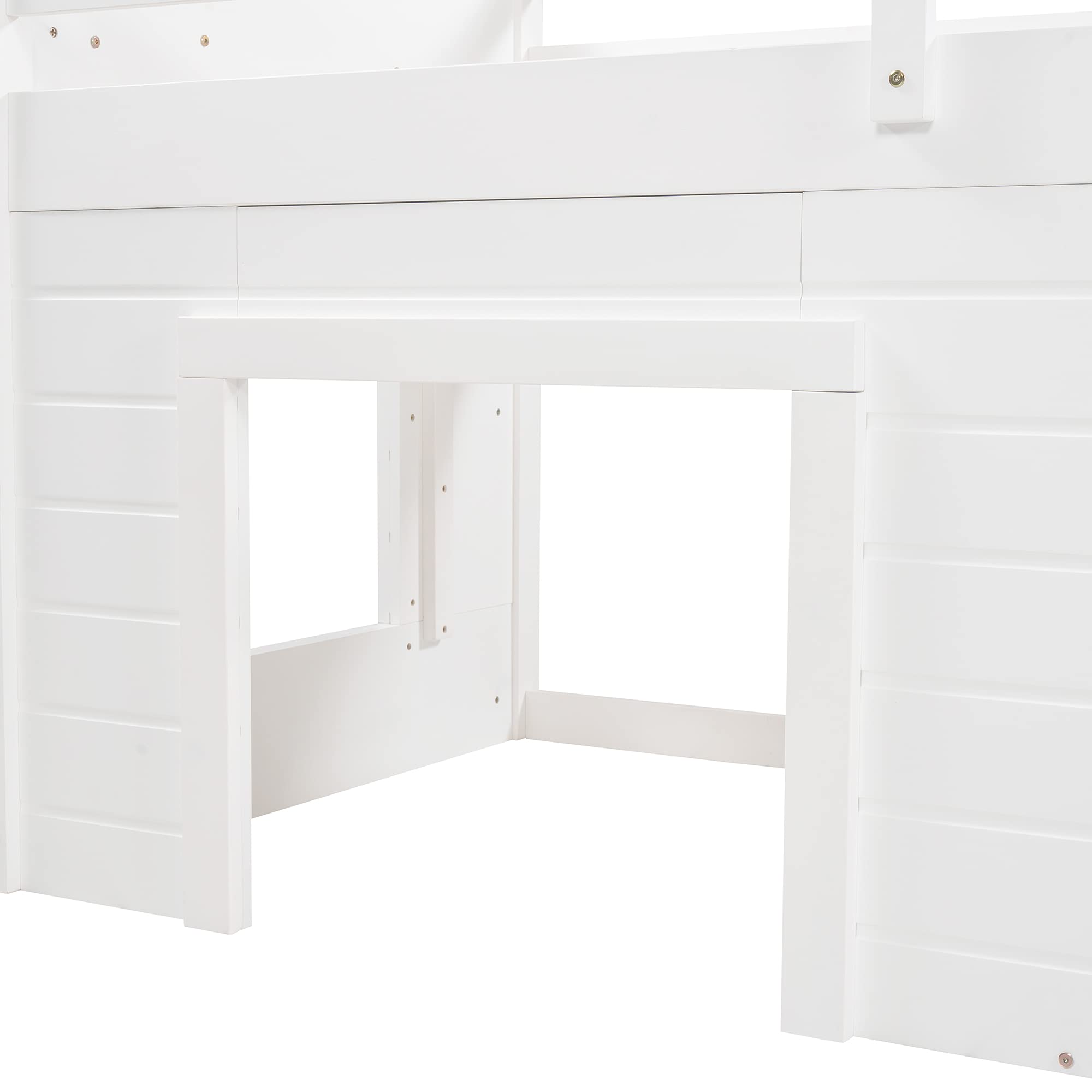 Harper & Bright Designs Wooden Twin Loft Bed with Storage Drawers, Cabinet & Bedside Tray - Low Loft Bed for Kids, Girls & Boys (White) - Perfect for Small Bedrooms, Dorm Rooms & Space-Saving Kids' Rooms