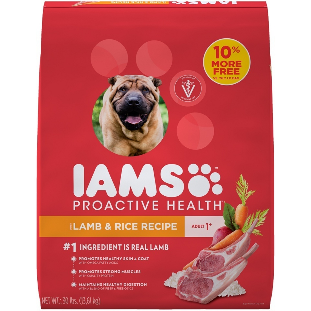 Iams ProActive Health Adult Lamb & Rice Dry Dog Food - High Protein, Grain-Free Kibble for Active Dogs - Perfect for Daily Feeding & Training Rewards