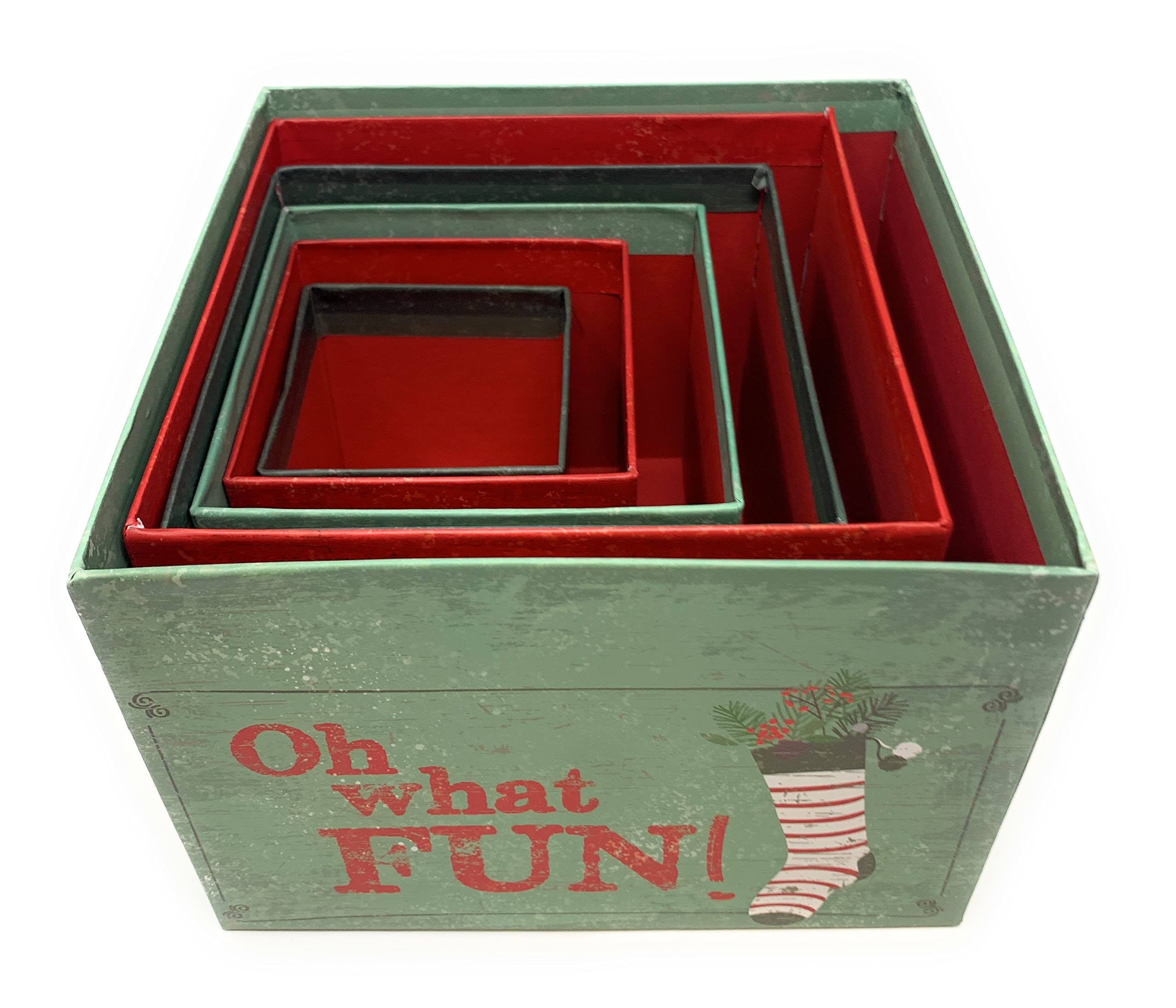 6-Piece Christmas Gift Box Set - Holiday Decor & Wrapping (Holly)