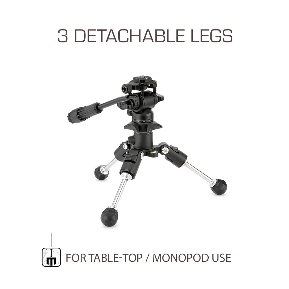 3 Legged Thing Billy Carbon Fiber Video Tripod Kit - Compact & Lightweight Travel Tripod (Darkness Matte Black) for Vlogging, Photography & Outdoor Adventures