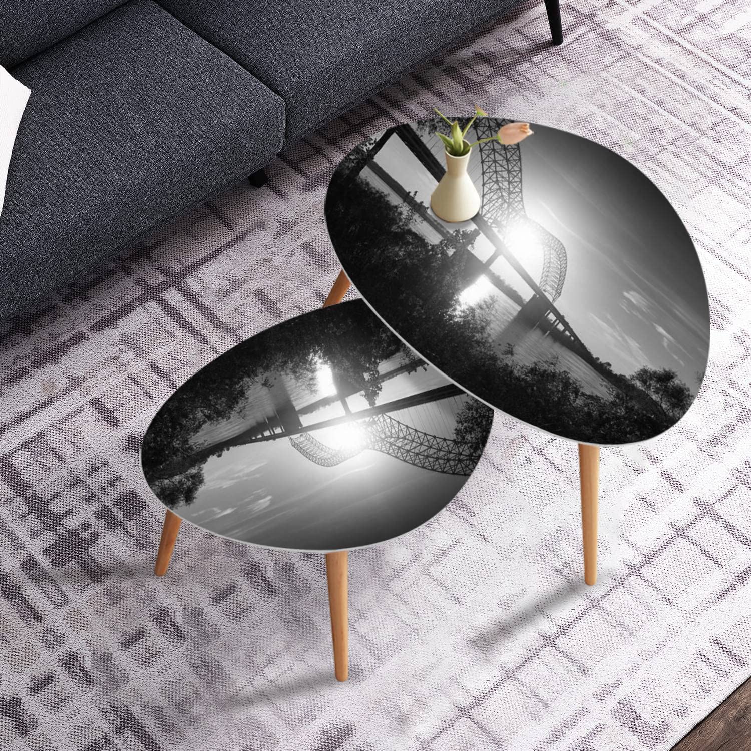 Minimalist Nesting Coffee Table Set of 2 for Modern Living Room & Office