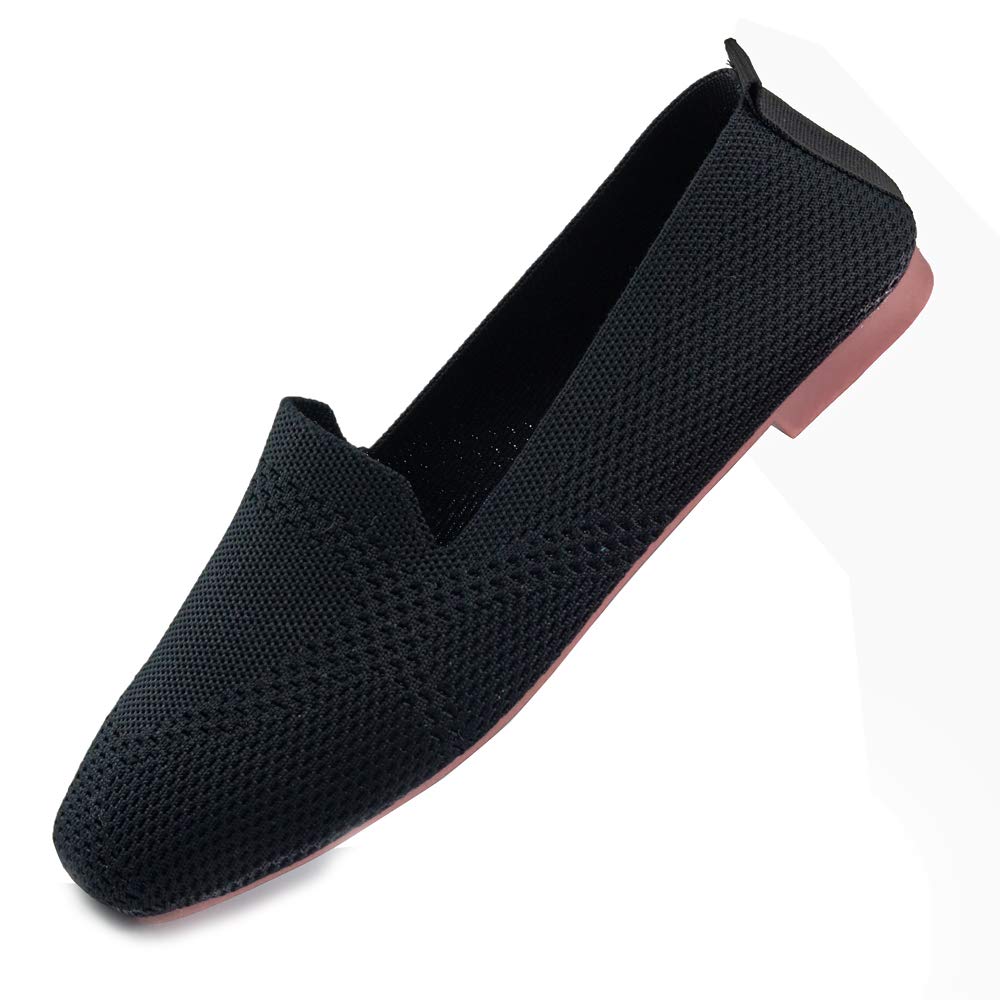 SOFMUO Women's Knit Ballet Flats - Lightweight Slip-On Loafers with Breathable Mesh for Work & Casual Wear | Comfortable Walking Shoes for Office, Travel & Daily Use