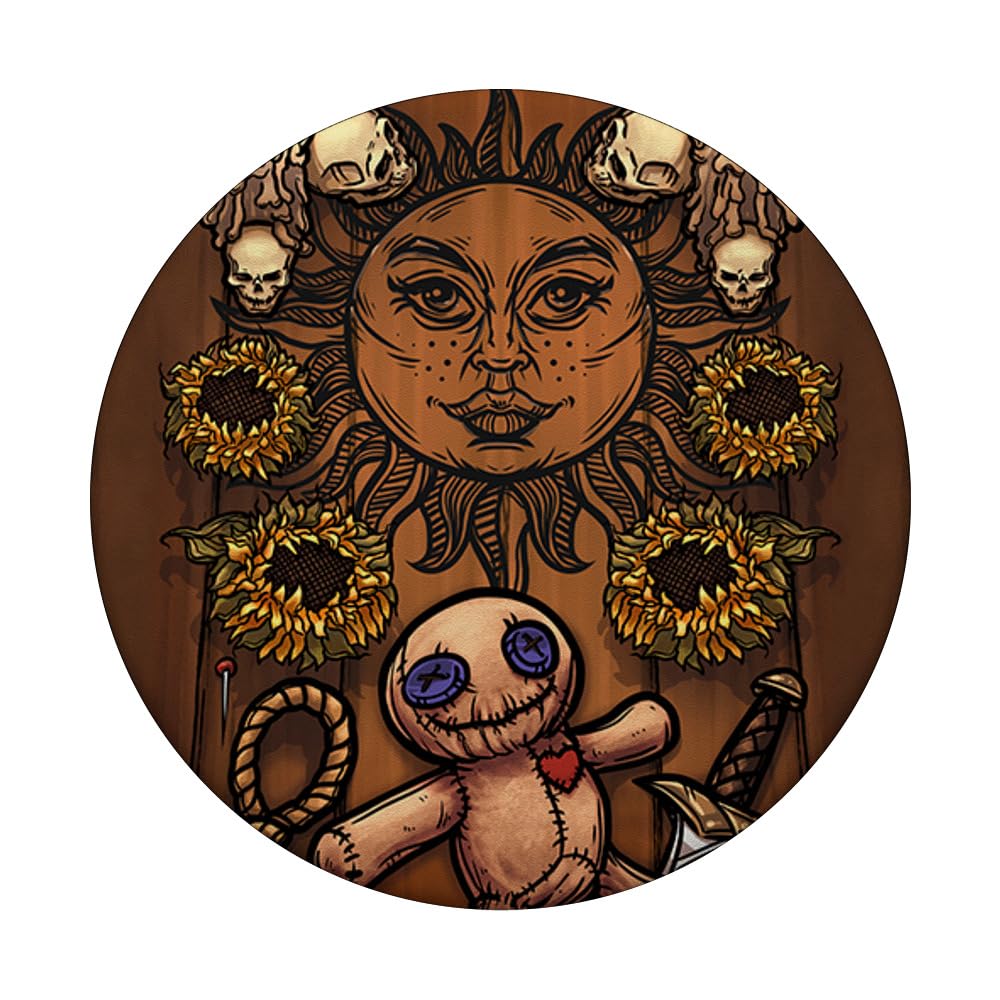 Sun Tarot Card Halloween Voodoo Doll - Witch Altar Decor & Gift - PopSockets Adhesive PopGrip for Phones - Perfect for Halloween Parties, Witchcraft Altars & Tarot Reading Accessories