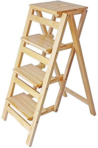 DASHADAO Wooden Folding Step Stool - 4 Step Ladder Stool for Indoor Climbing, Portable Stool for Kids & Adults - Perfect for Kitchen, Bathroom, Dining Room & Home Use
