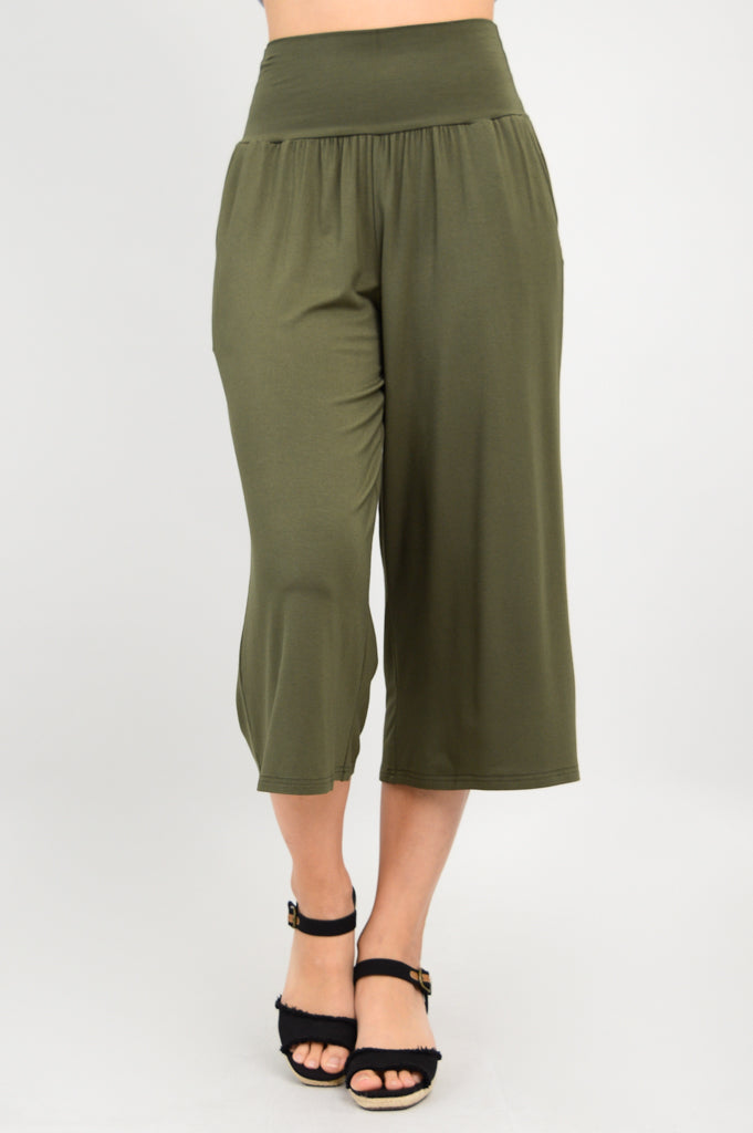 Gaylene Capri Pants for Women - Khaki Bamboo Stretch Comfort Fit - Perfect for Casual Wear, Travel & Summer Outfits