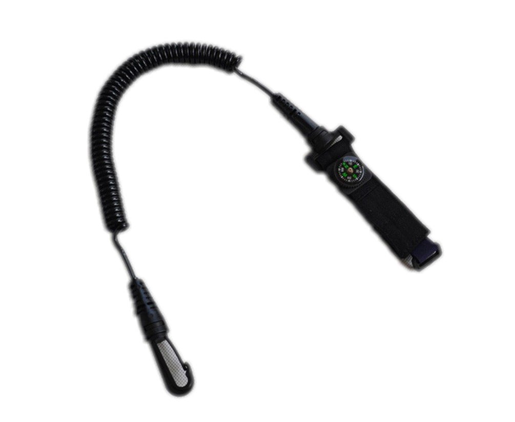Premium Coiled Paddle Leash with Compass for Kayaking, Canoeing & Fishing - Secure Your Paddle or Fishing Rod - Perfect for Outdoor Water Sports & Adventure Activities