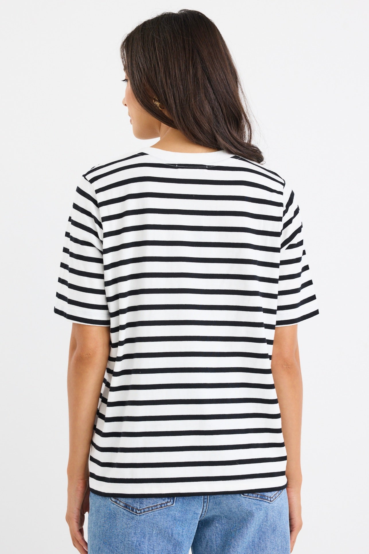 Black and White Striped Boxy Fit Tee - Casual Loose Fit T-Shirt for Women | Perfect for Everyday Wear, Layering & Street Style Outfits