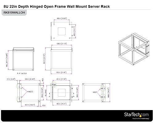StarTech.com 8U Open Frame Wall Mount Server Rack - 4-Post 22