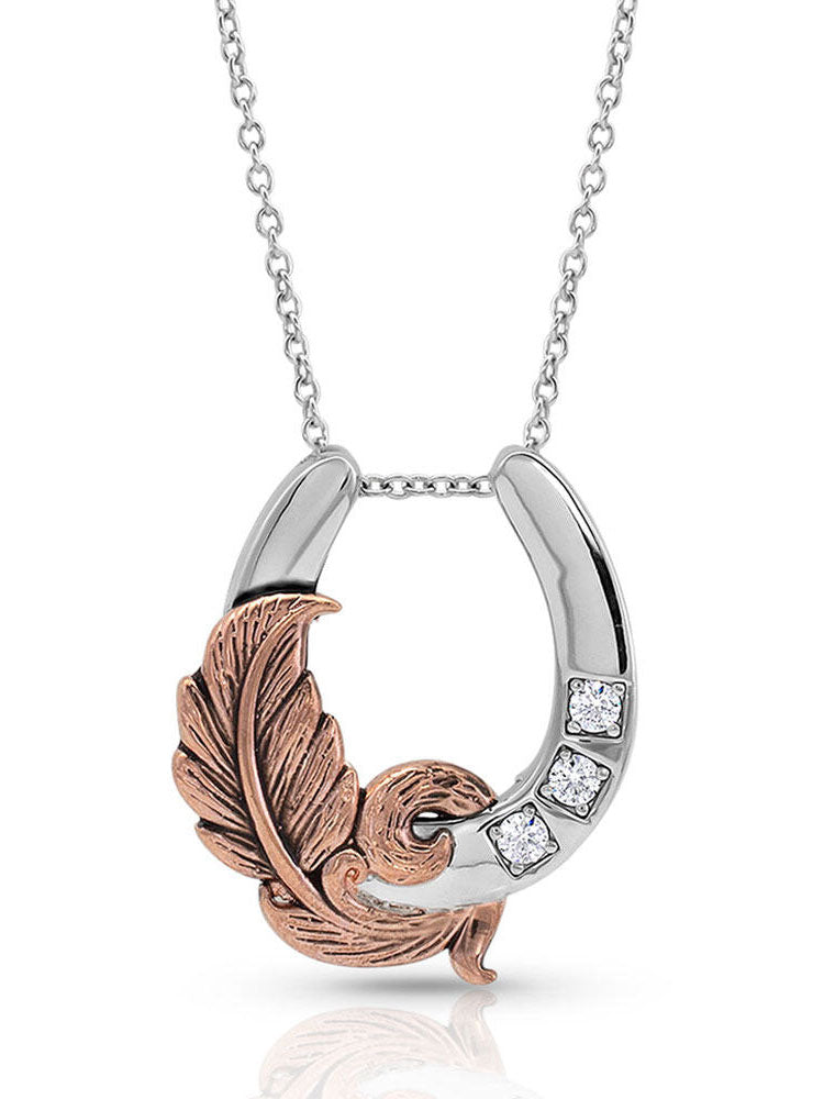 Montana Silversmiths NC4621 D Natural Luck Horseshoe Necklace - Sterling Silver Pendant for Women, Gift for Horse Lovers, Western Jewelry - Perfect for Cowgirl Outfits & Western Themed Events